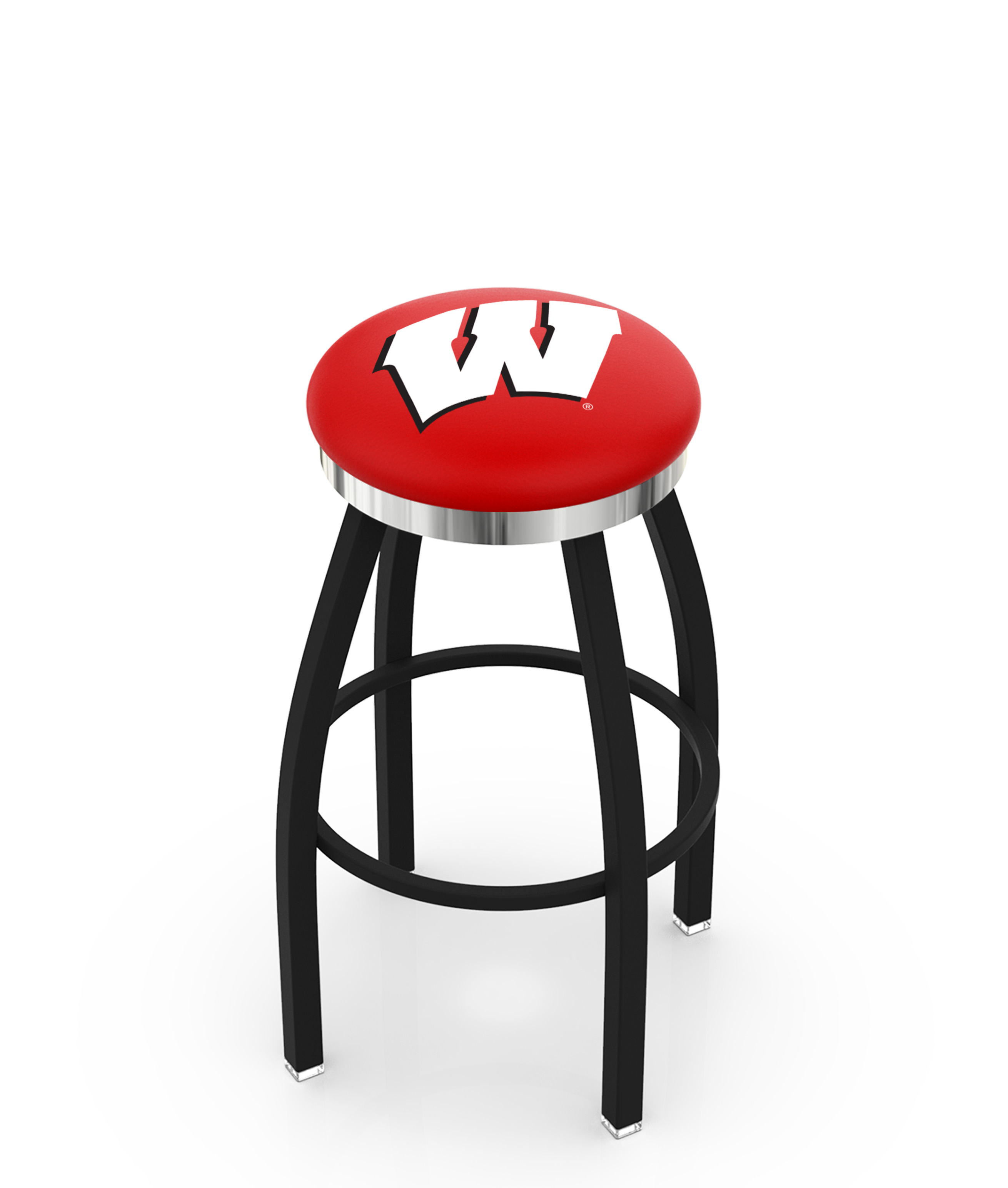 25" L8B2C - Black Wrinkle Wisconsin "W" Swivel Bar Stool with Chrome Accent Ring by  Company