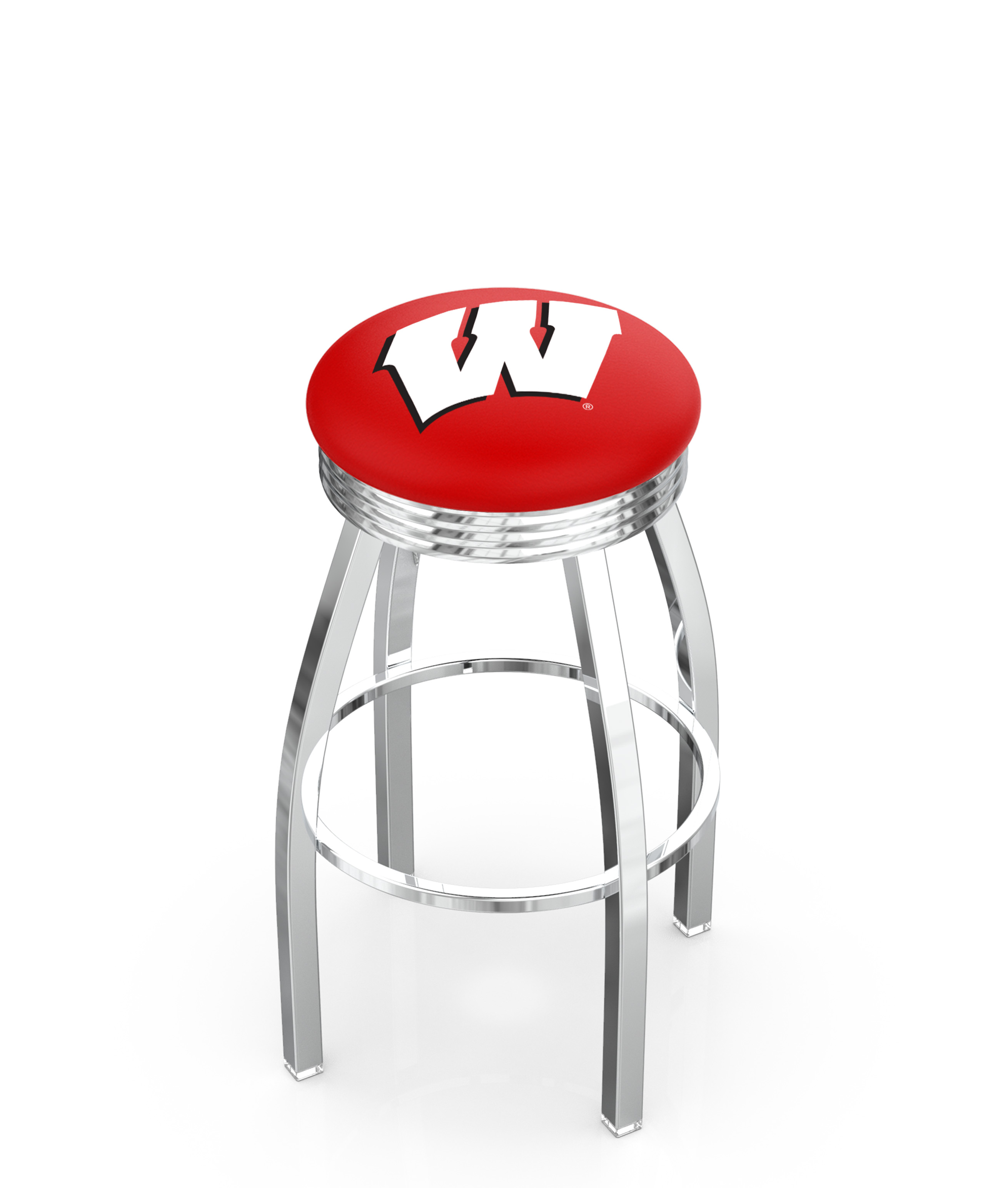 30" L8C3C - Chrome Wisconsin "W" Swivel Bar Stool with 2.5" Ribbed Accent Ring by  Company