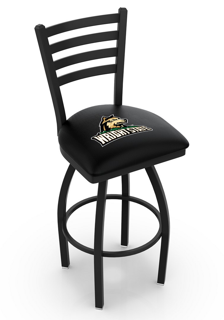 L014 - 30" Black Wrinkle Wright State Swivel Bar Stool with Ladder Style Back by  Co.