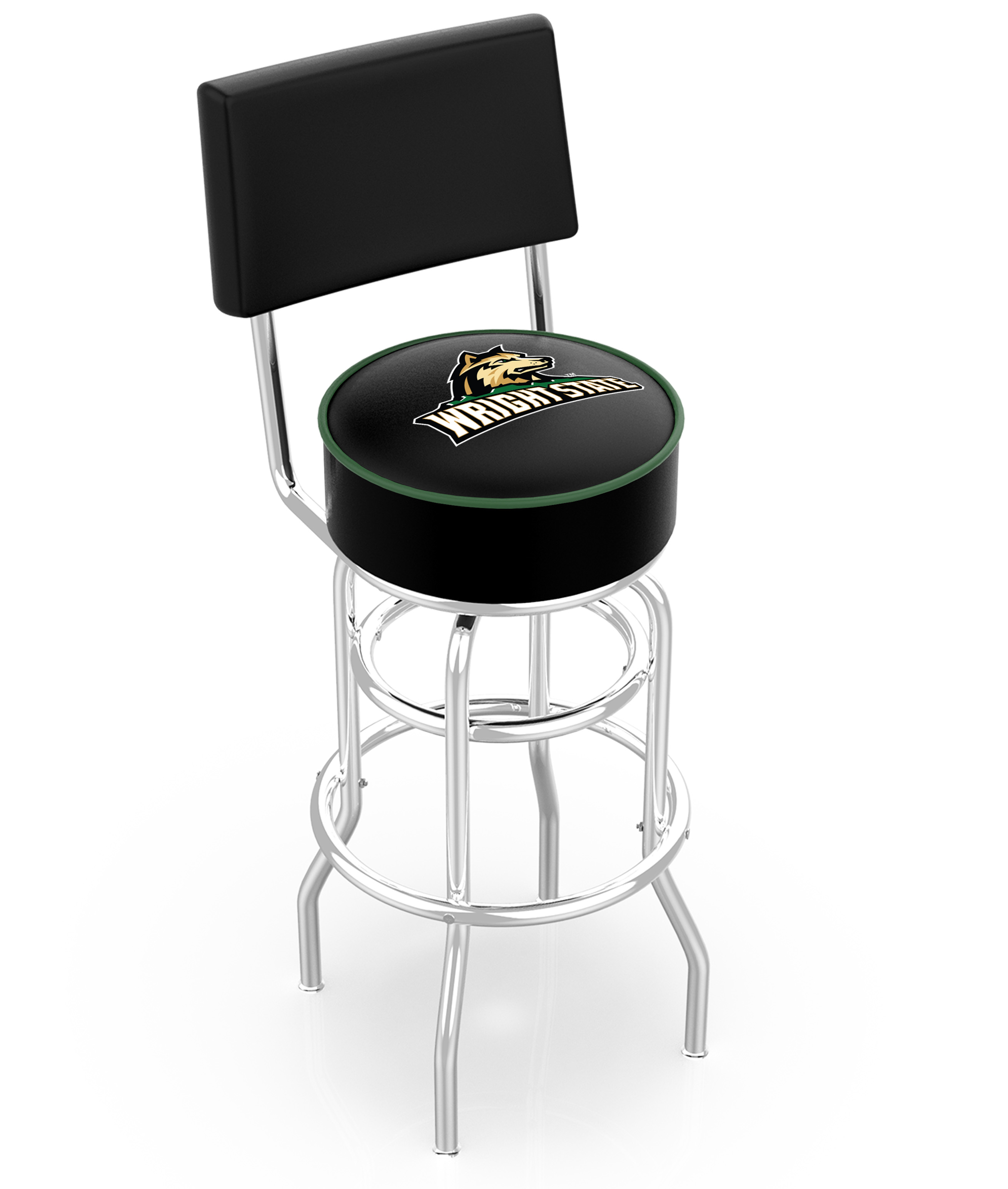 L7C430WrtStU 30 in. Chrome Double Ring Wright State Swivel Bar Stool With a Back