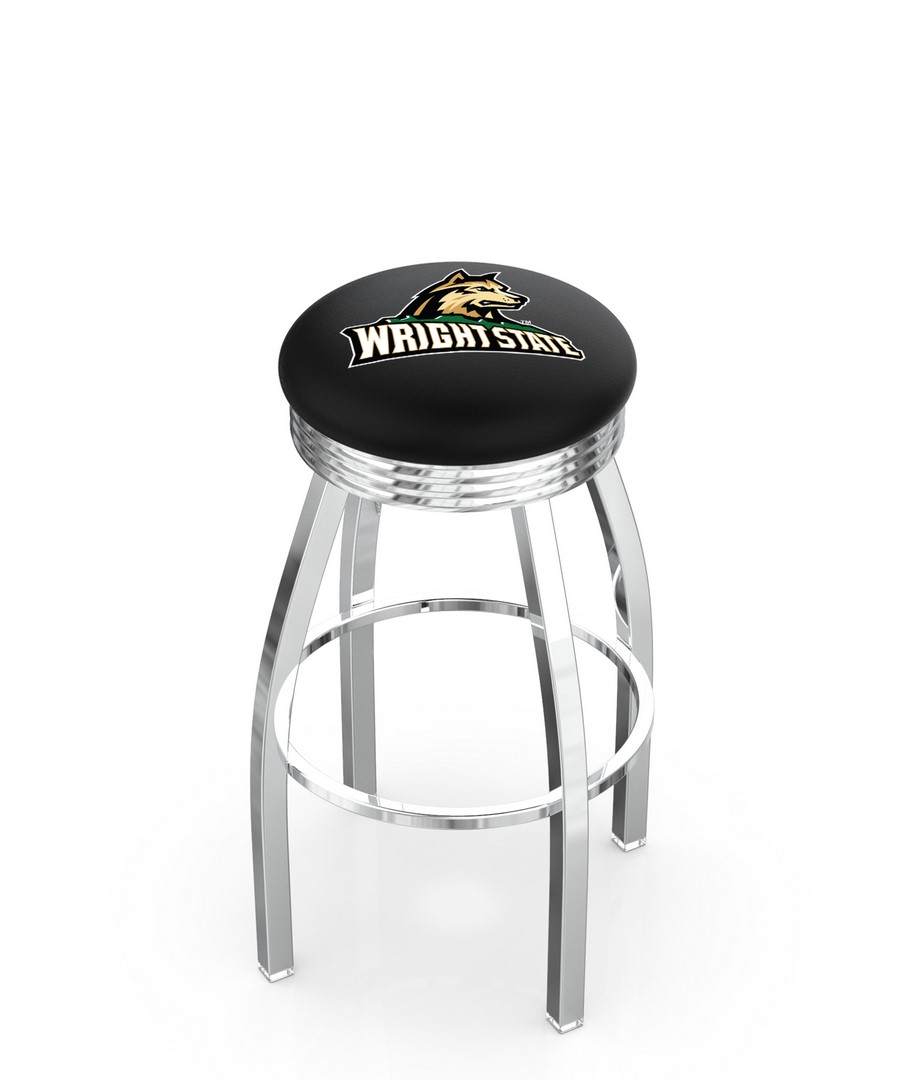 25" L8C3C - Chrome Wright State Swivel Bar Stool with 2.5" Ribbed Accent Ring by  Company