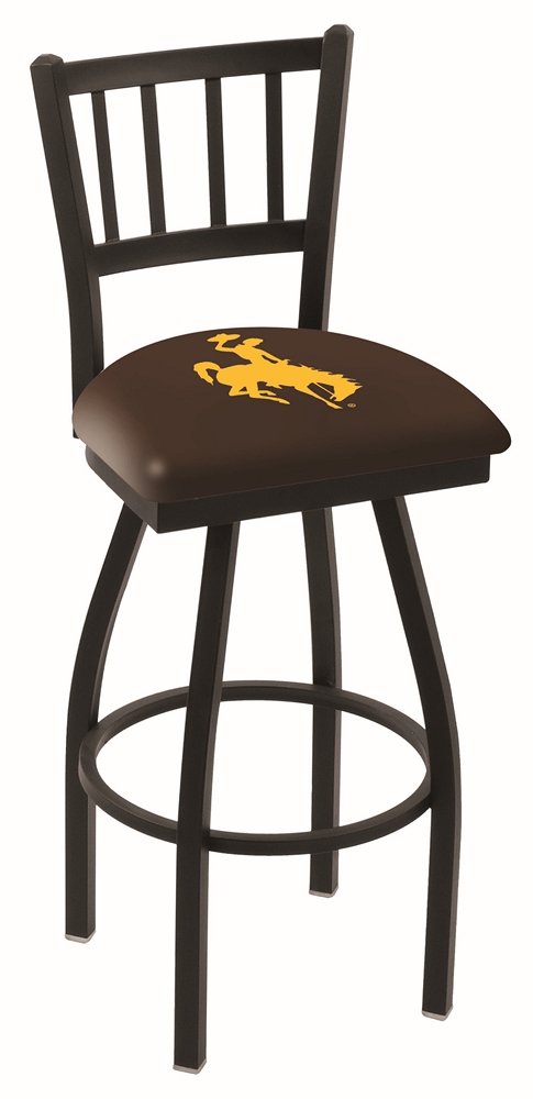 Picture of L018 - 30&quot; Black Wrinkle Wyoming Swivel Bar Stool with Jailhouse Style Back by Holland Bar Stool Co.