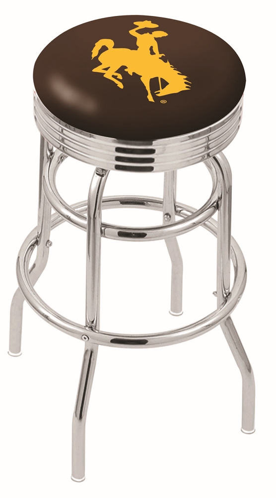 25" L7C3C - Chrome Double Ring Wyoming Swivel Bar Stool with 2.5" Ribbed Accent Ring by  Company