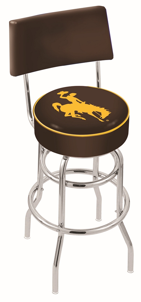 L7C430Wymng 30 in. Chrome Double Ring Wyoming Swivel Bar Stool With a Back