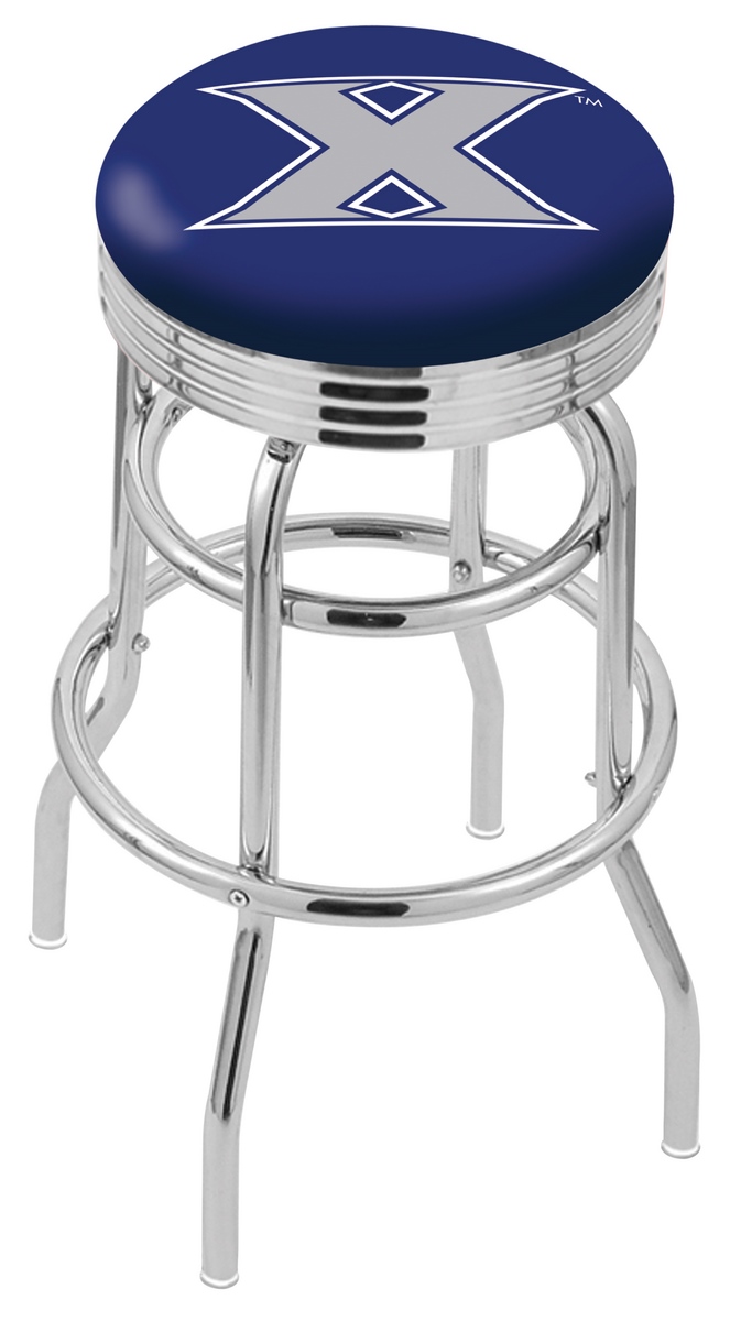 30" L7C3C - Chrome Double Ring Xavier Swivel Bar Stool with 2.5" Ribbed Accent Ring by  Company