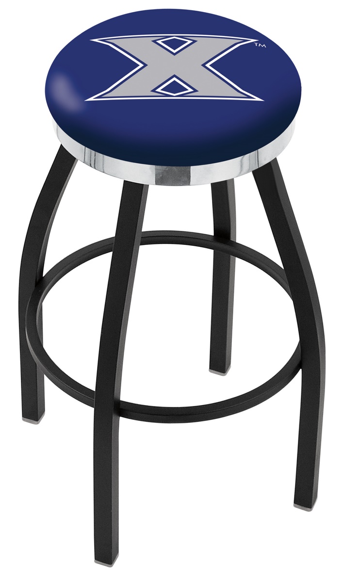 25" L8B2C - Black Wrinkle Xavier Swivel Bar Stool with Chrome Accent Ring by  Company