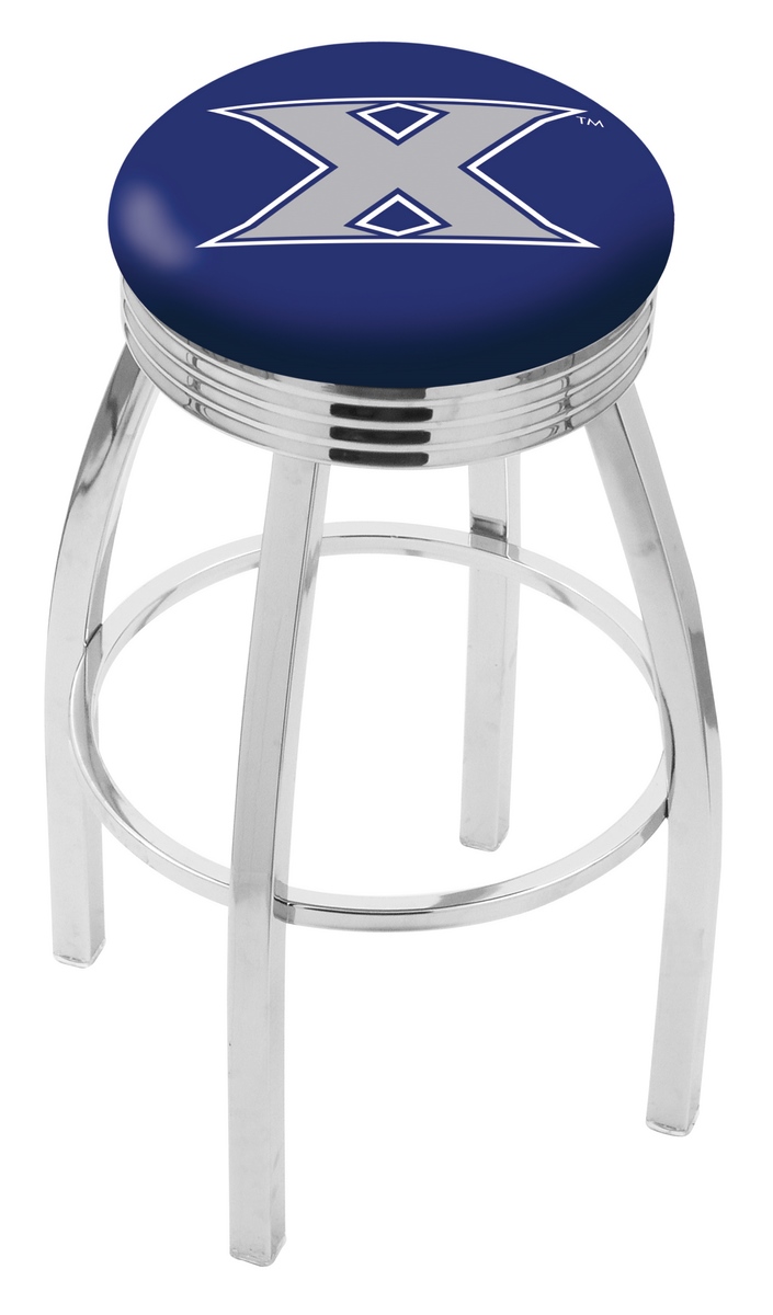 25" L8C3C - Chrome Xavier Swivel Bar Stool with 2.5" Ribbed Accent Ring by  Company