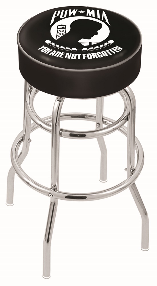 30" L7C1 - 4" POW/MIA Cushion Seat with Double-Ring Chrome Base Swivel Bar Stool by  Company