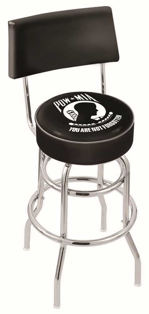 30" L7C4 - Chrome Double Ring POW/MIA Swivel Bar Stool with a Back by  Company