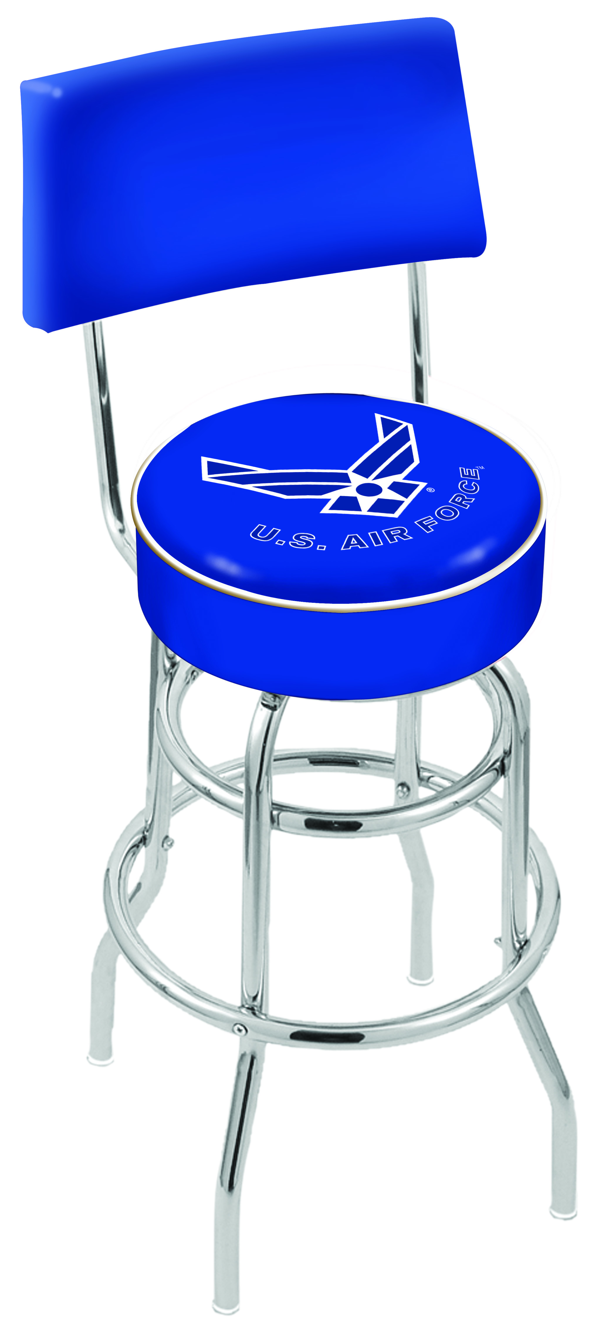 30" L7C4 - Chrome Double Ring U.S. Air Force Swivel Bar Stool with a Back by  Company
