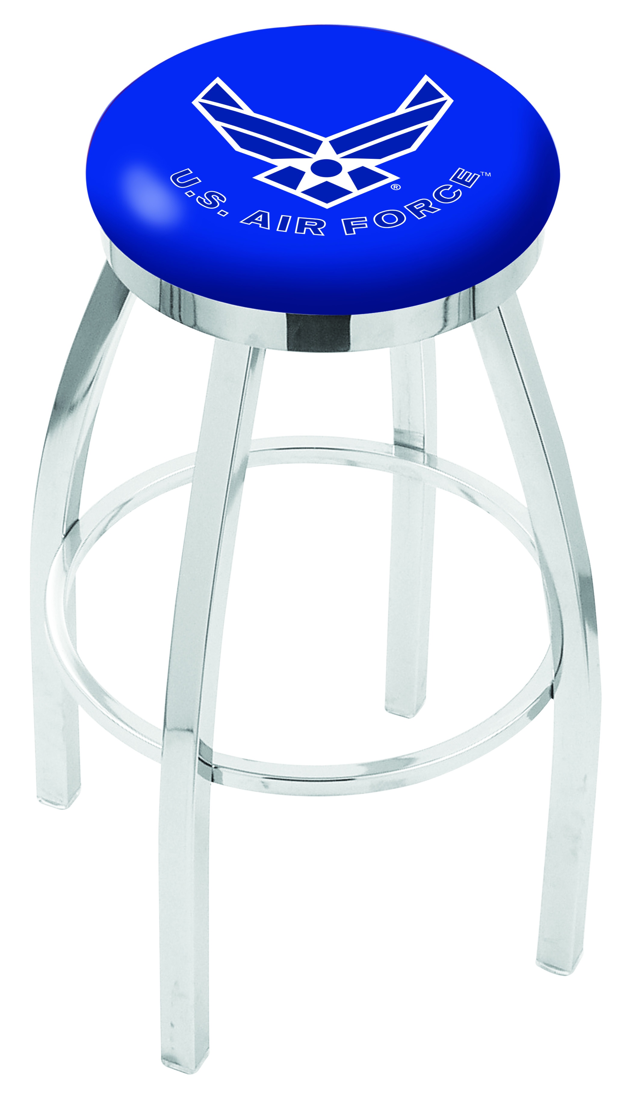 25" L8C2C - Chrome U.S. Air Force Swivel Bar Stool with Accent Ring by  Company