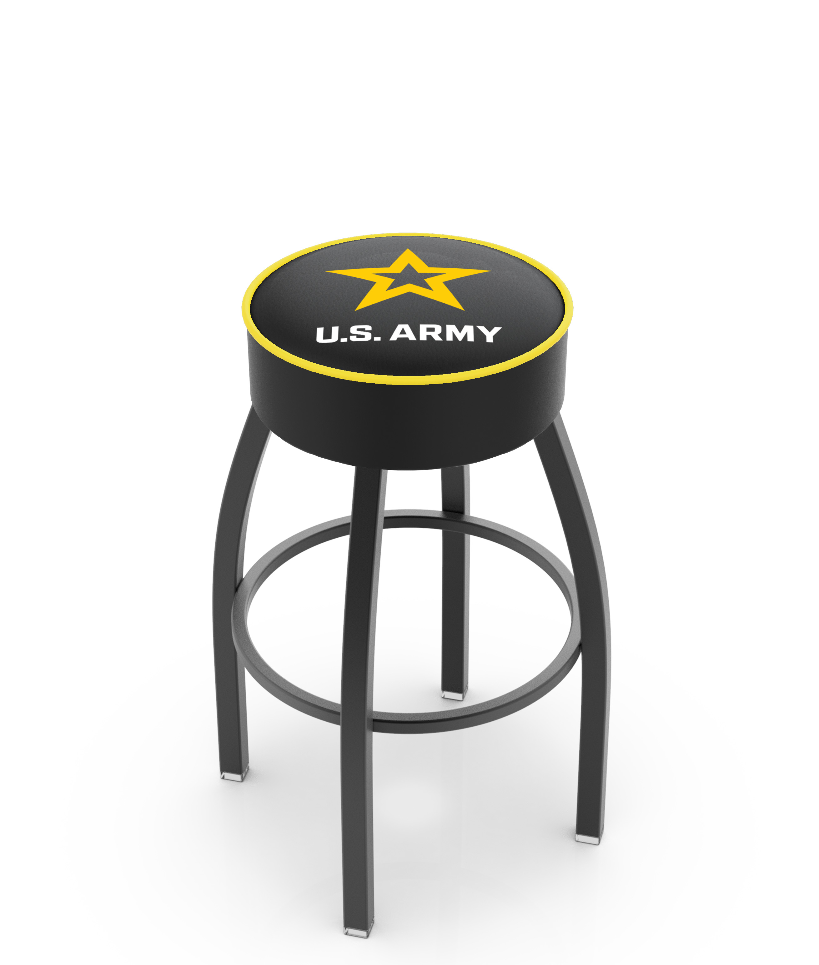 30" L8B1 - 4" U.S. Army Cushion Seat with Black Wrinkle Base Swivel Bar Stool by  Company