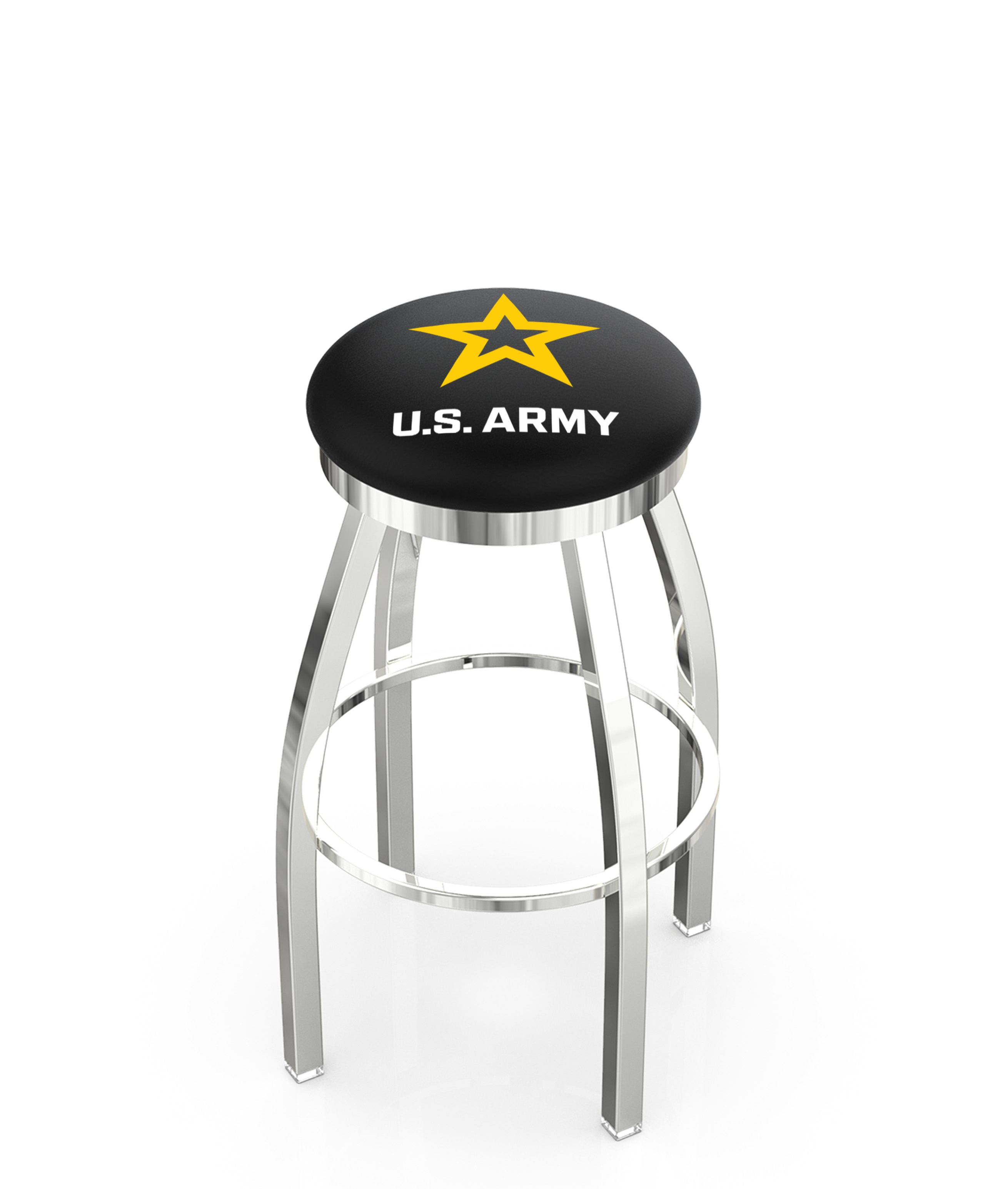 30" L8C2C - Chrome U.S. Army Swivel Bar Stool with Accent Ring by  Company