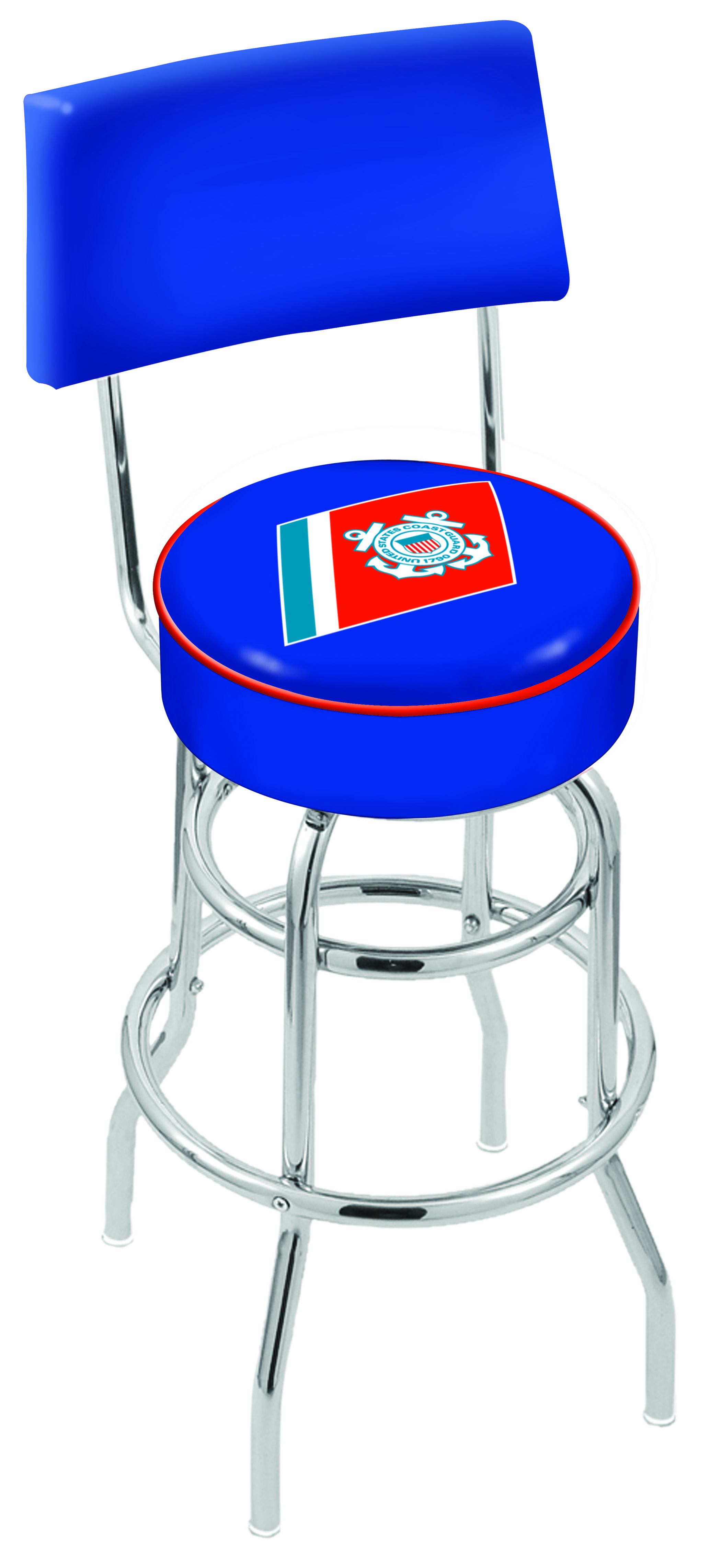 25" L7C4 - Chrome Double Ring U.S. Coast Guard Swivel Bar Stool with a Back by  Company
