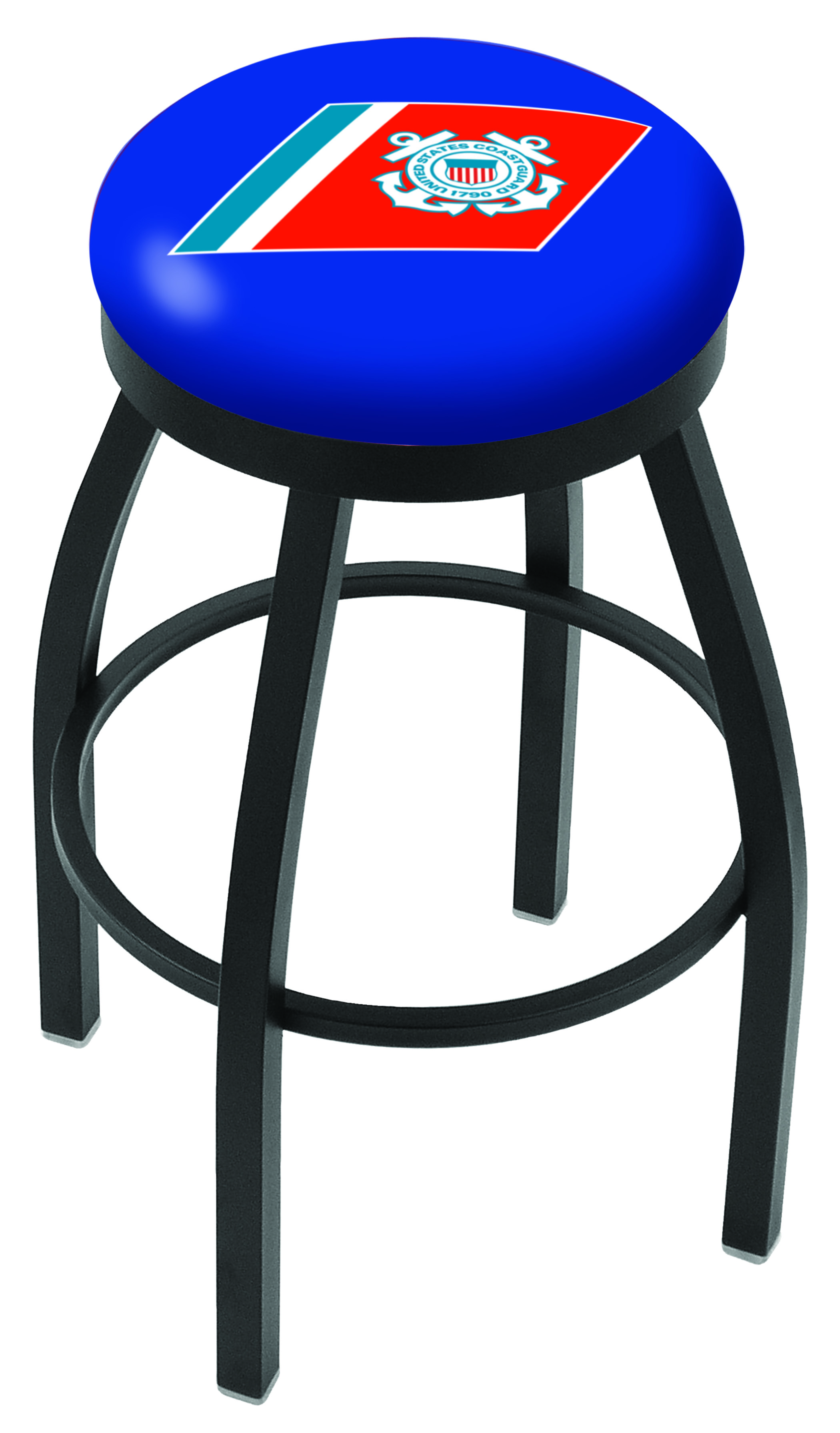 30" L8B2B - Black Wrinkle U.S. Coast Guard Swivel Bar Stool with Accent Ring by  Company