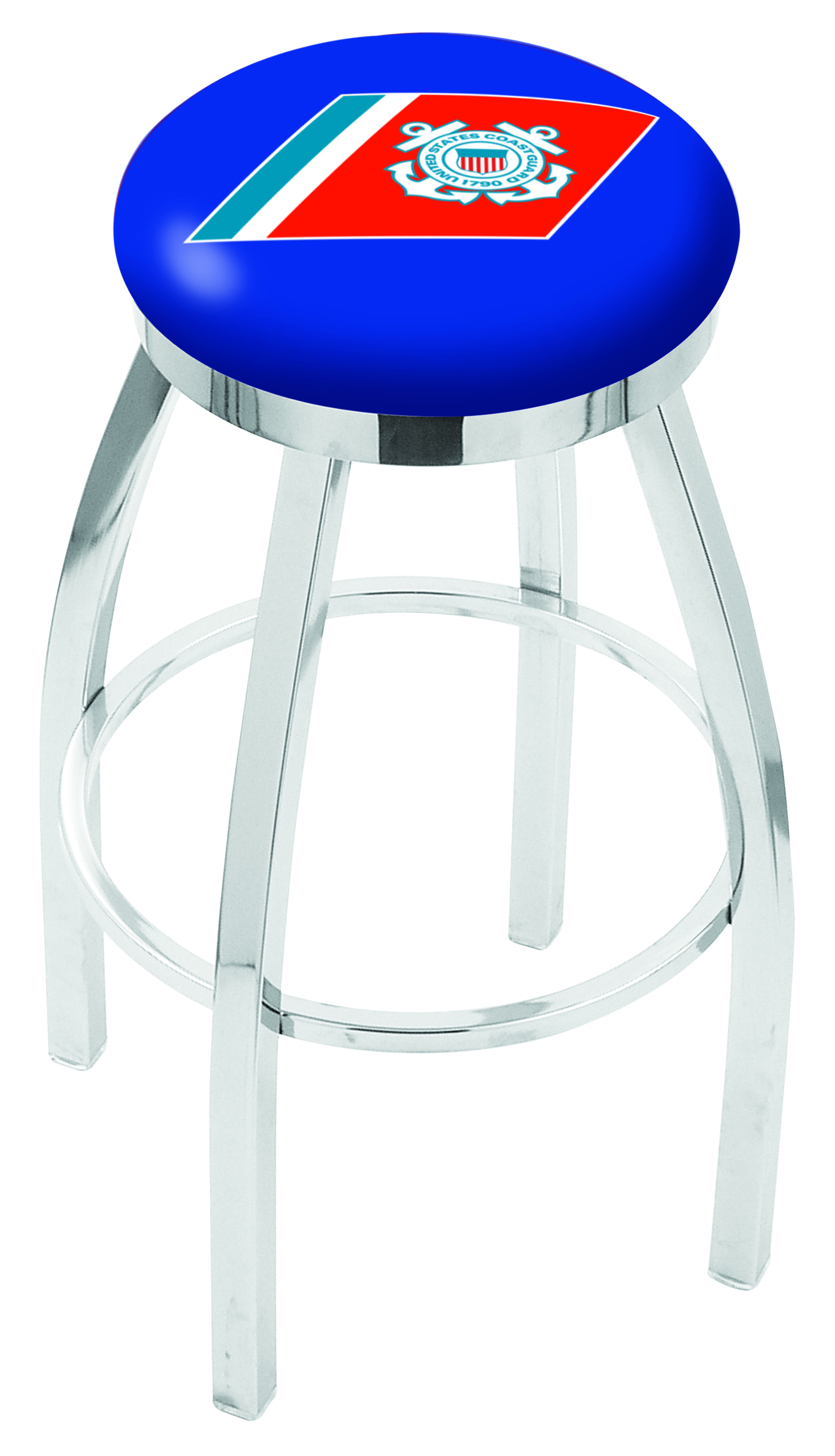 25" L8C2C - Chrome U.S. Coast Guard Swivel Bar Stool with Accent Ring by  Company