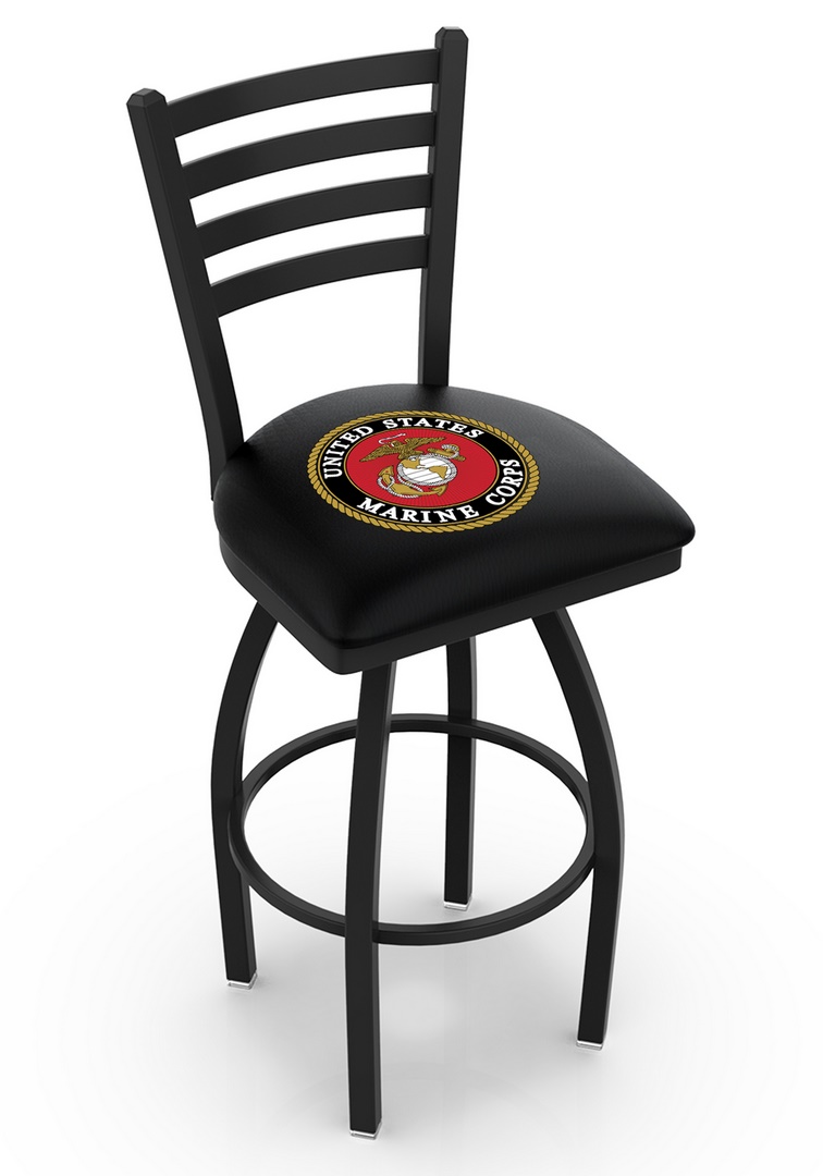 Co. L014 30in. Black Wrinkle U.S. Marines Swivel Bar Stool