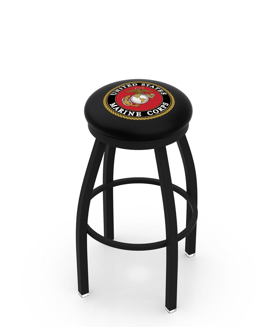 30" L8B2B - Black Wrinkle U.S. Marines Swivel Bar Stool with Accent Ring by  Company