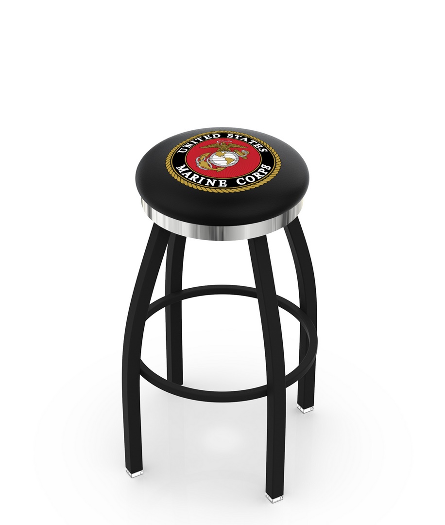 Company L8B2C 30in. Swivel Bar Stool - Black Wrinkle