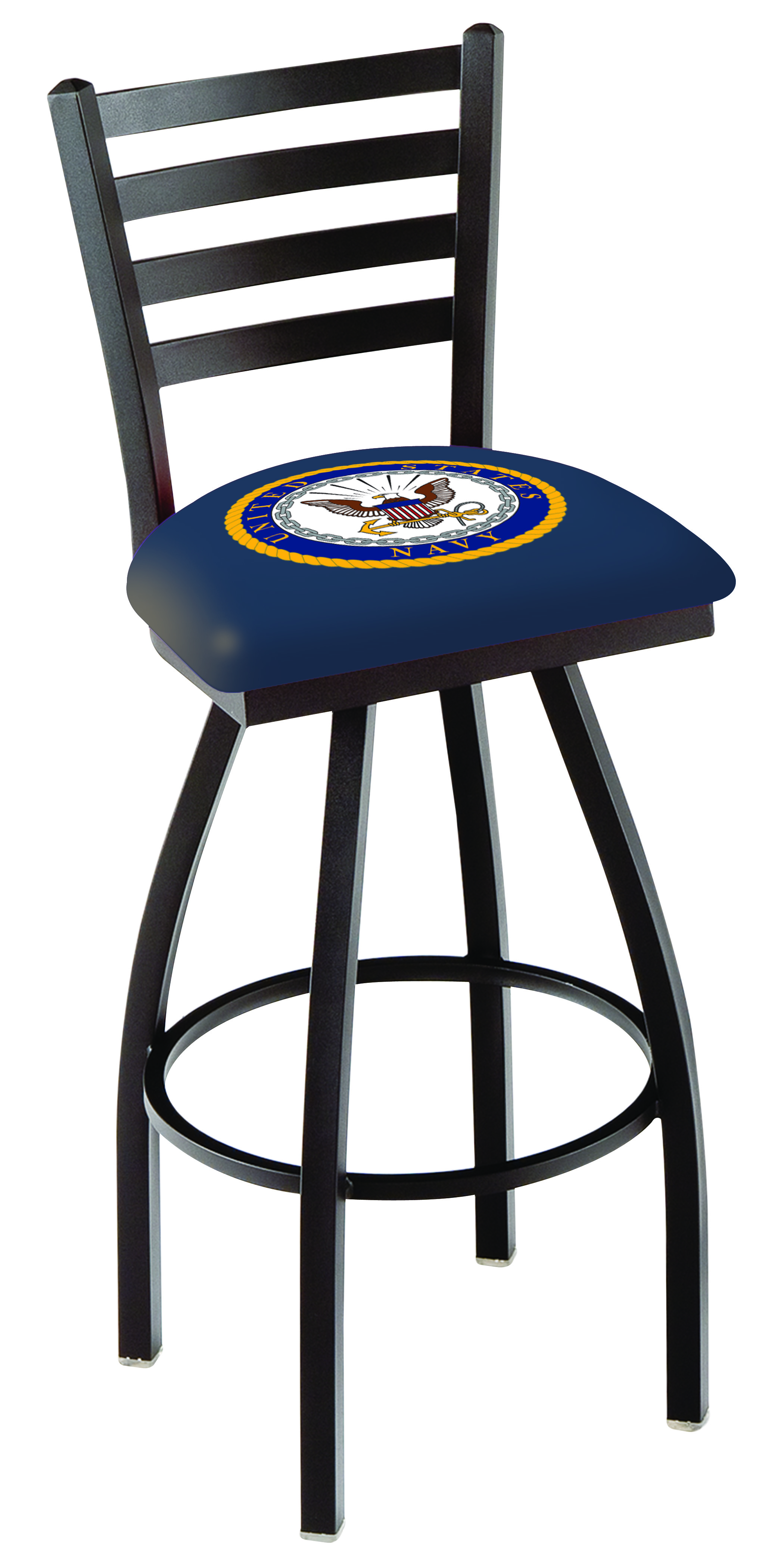 Co. L014 30in. Black Wrinkle U.S. Navy Swivel Bar Stool - Black - 30in.