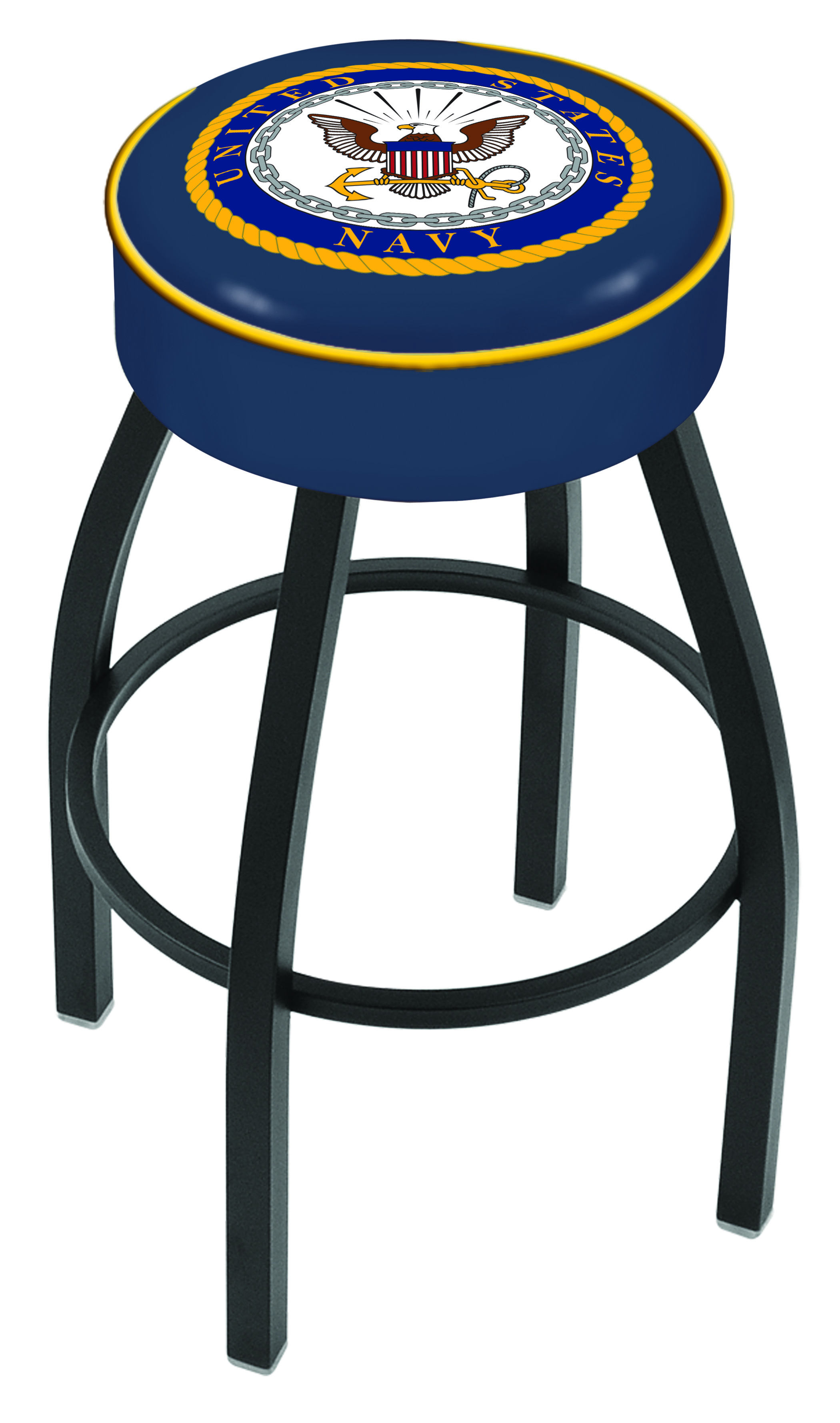 25" L8B1 - 4" U.S. Navy Cushion Seat with Black Wrinkle Base Swivel Bar Stool by  Company