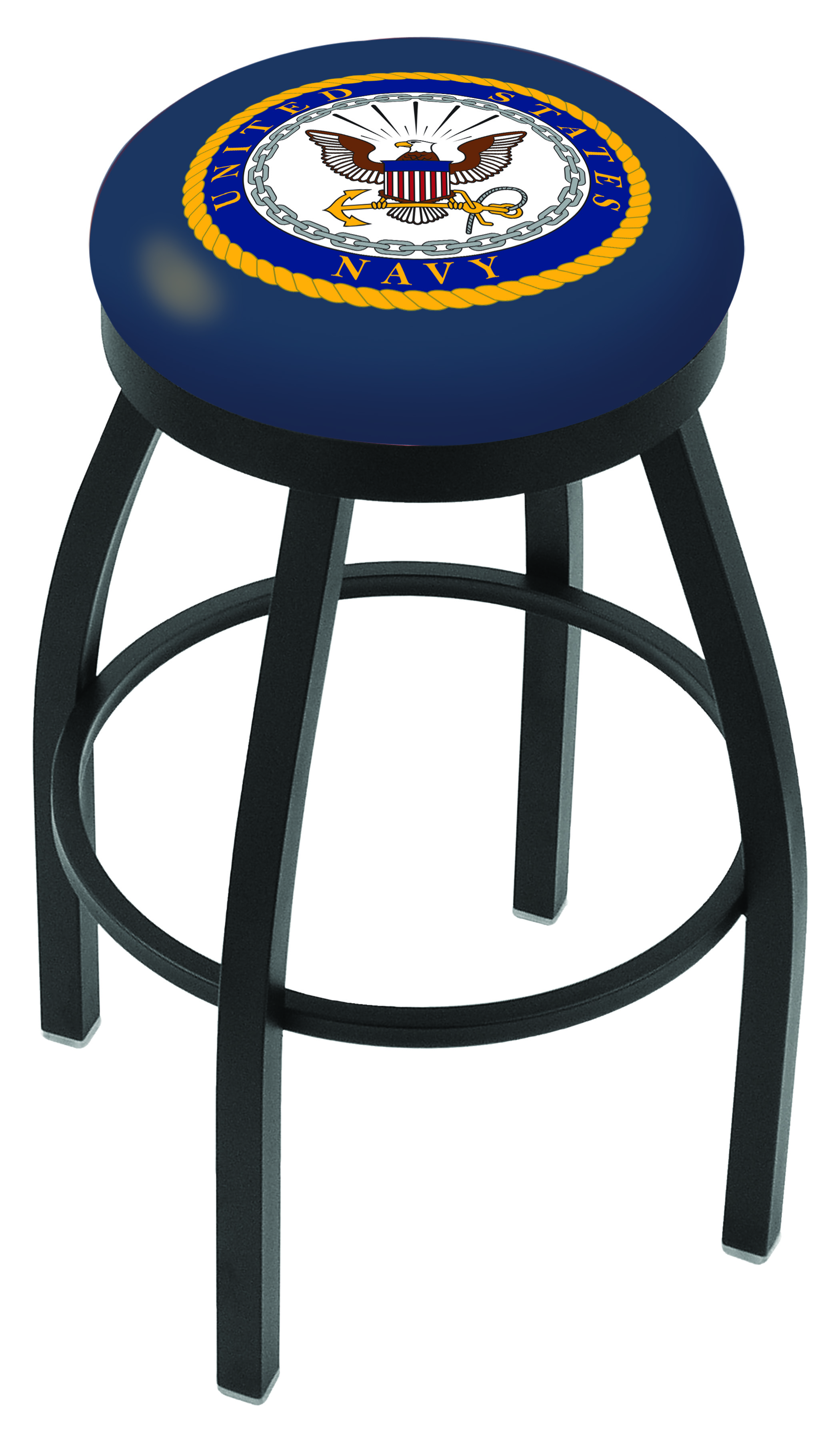 30" L8B2B - Black Wrinkle U.S. Navy Swivel Bar Stool with Accent Ring by  Company