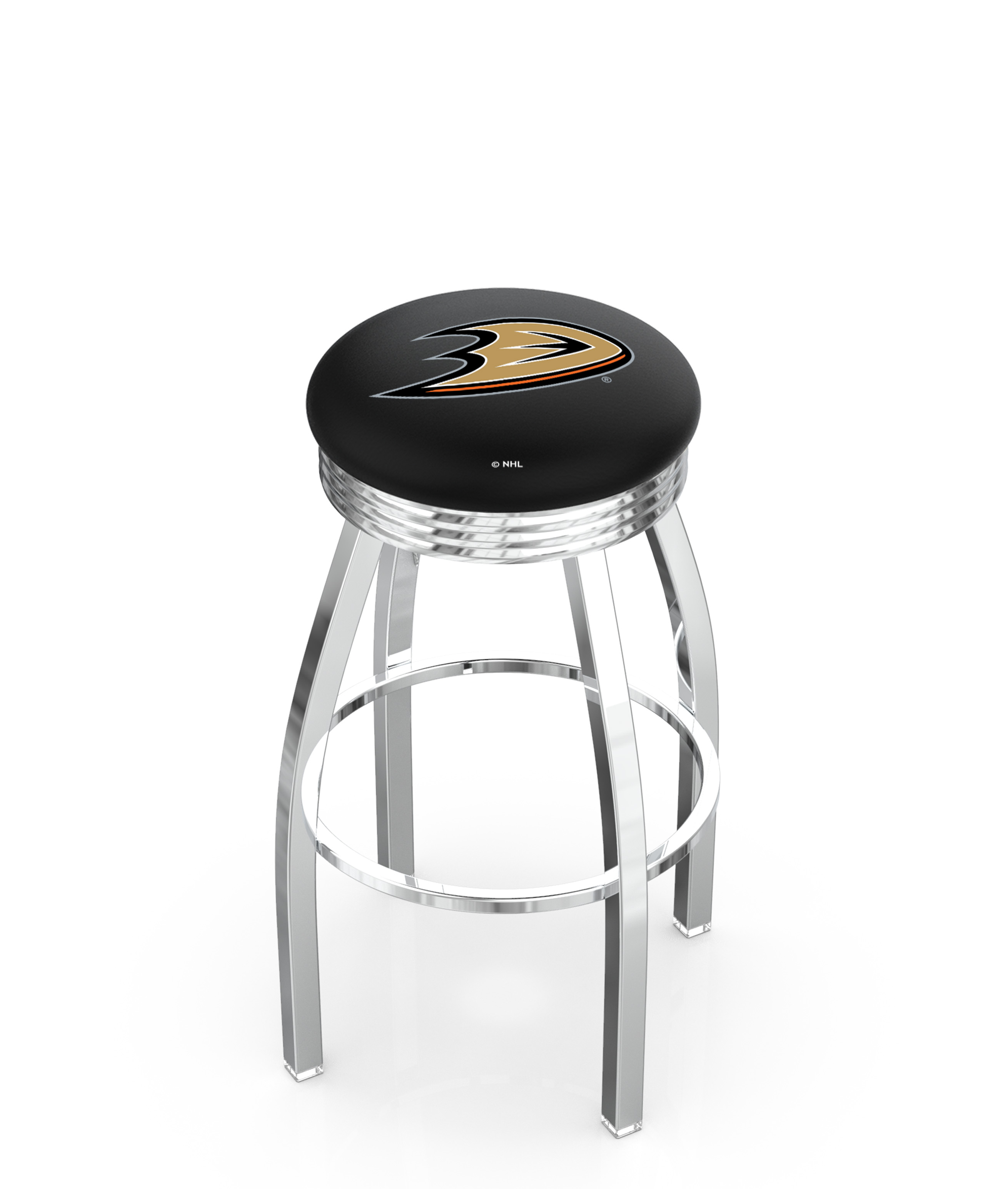 25" L8C3C - Chrome Anaheim Ducks Swivel Bar Stool with 2.5" Ribbed Accent Ring by  Company