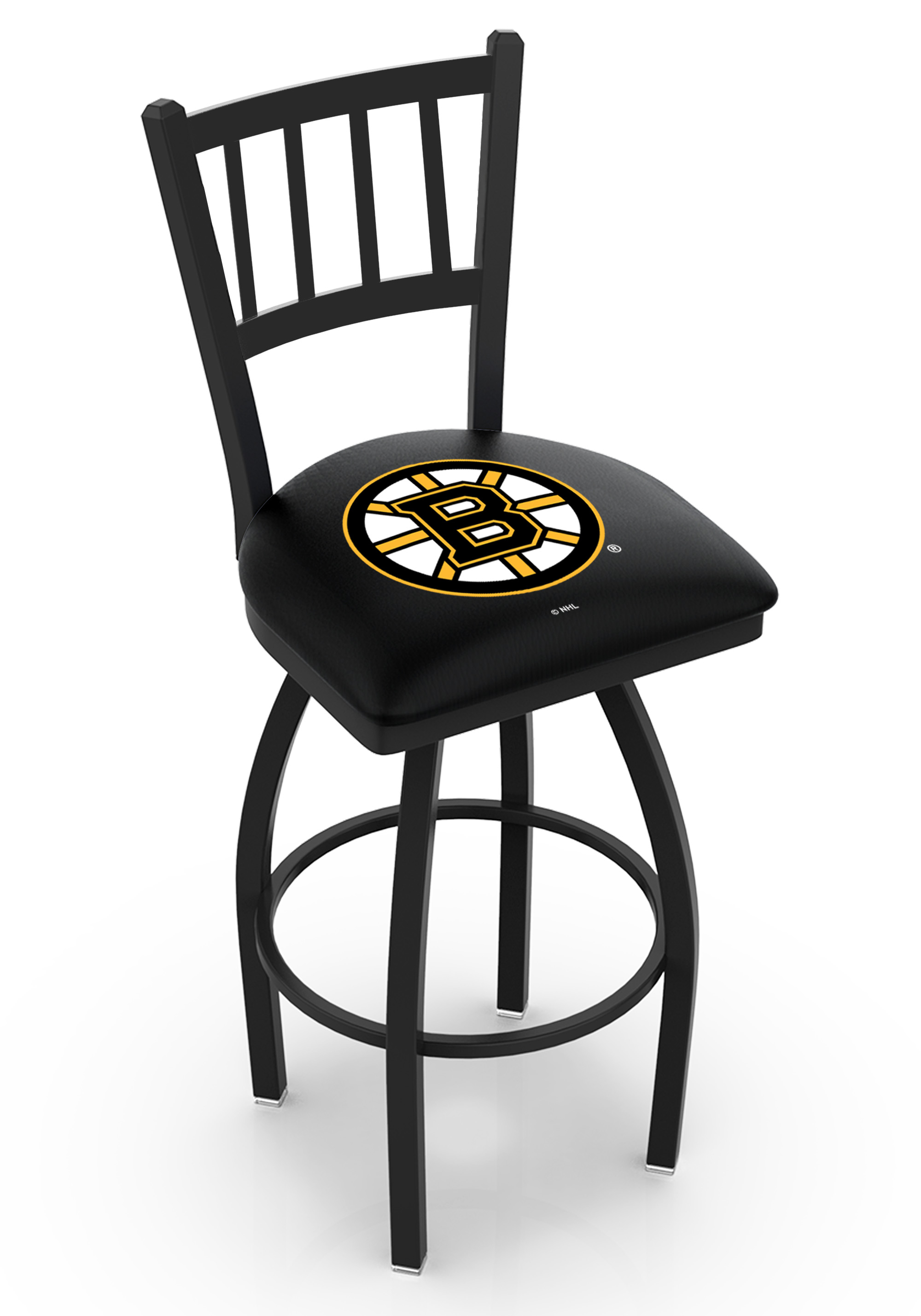 L018 - 30" Black Wrinkle Boston Bruins Swivel Bar Stool with Jailhouse Style Back by  Co.