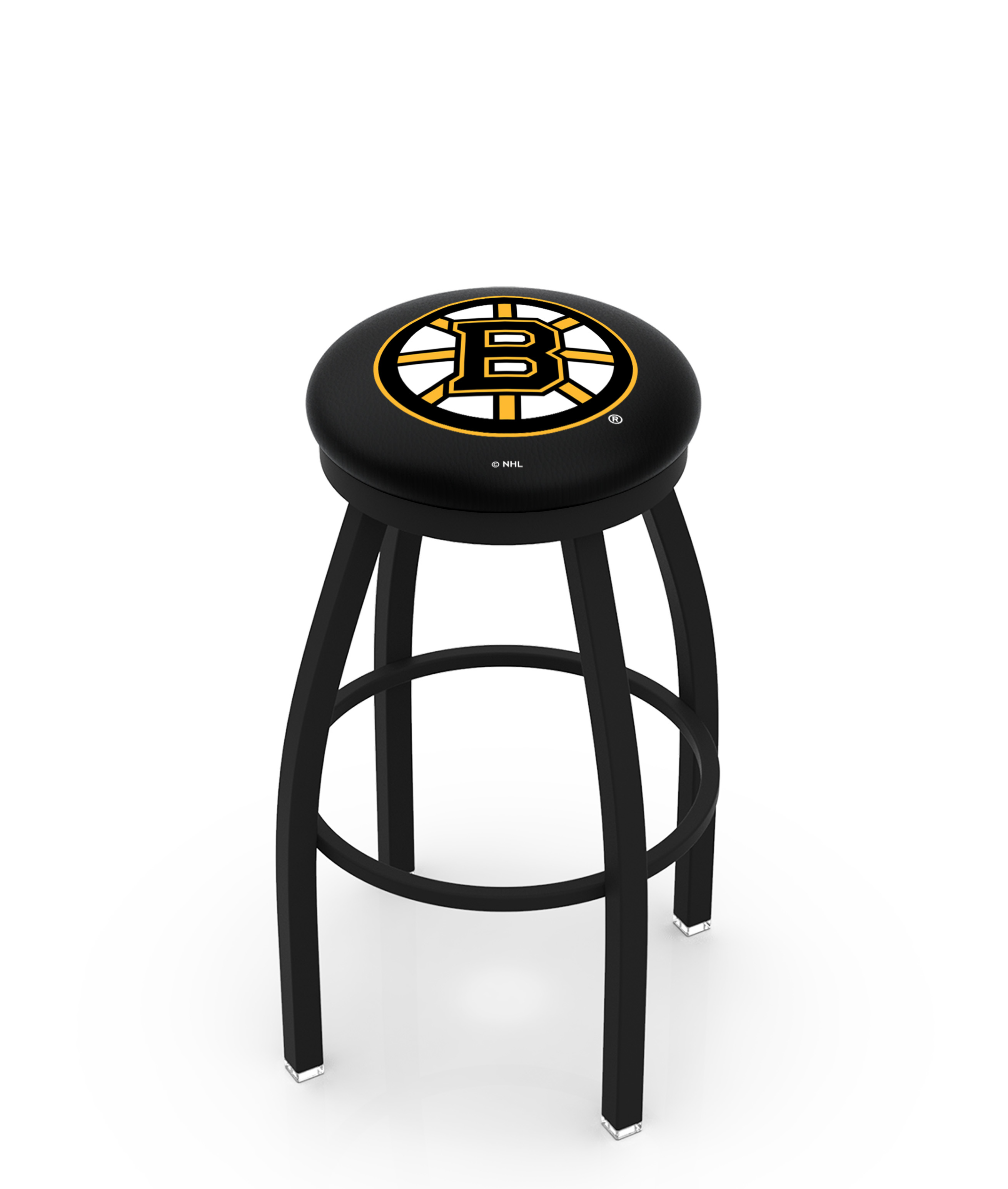30" L8B2B - Black Wrinkle Boston Bruins Swivel Bar Stool with Accent Ring by  Company