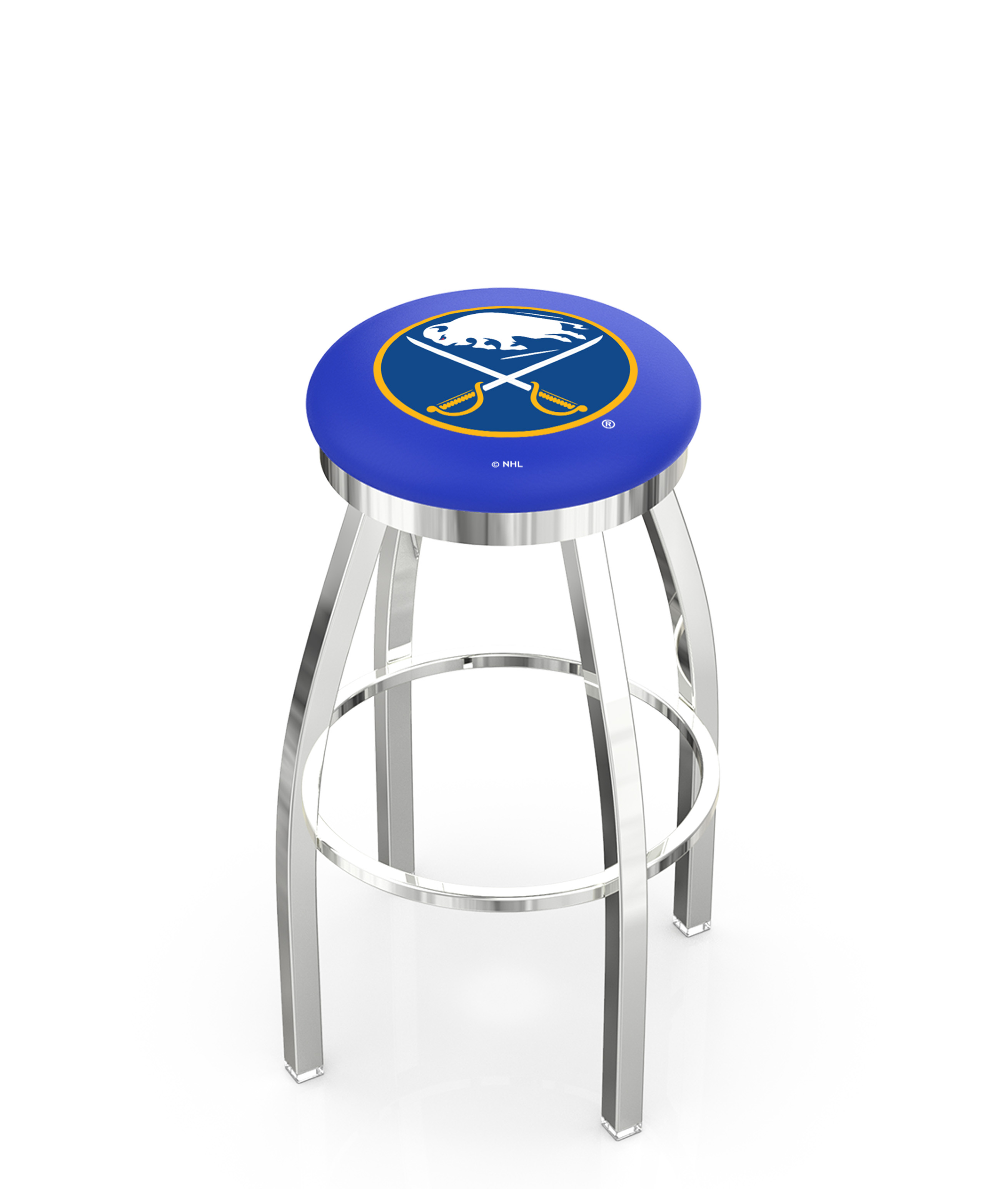 25" L8C2C - Chrome Buffalo Sabres Swivel Bar Stool with Accent Ring by  Company