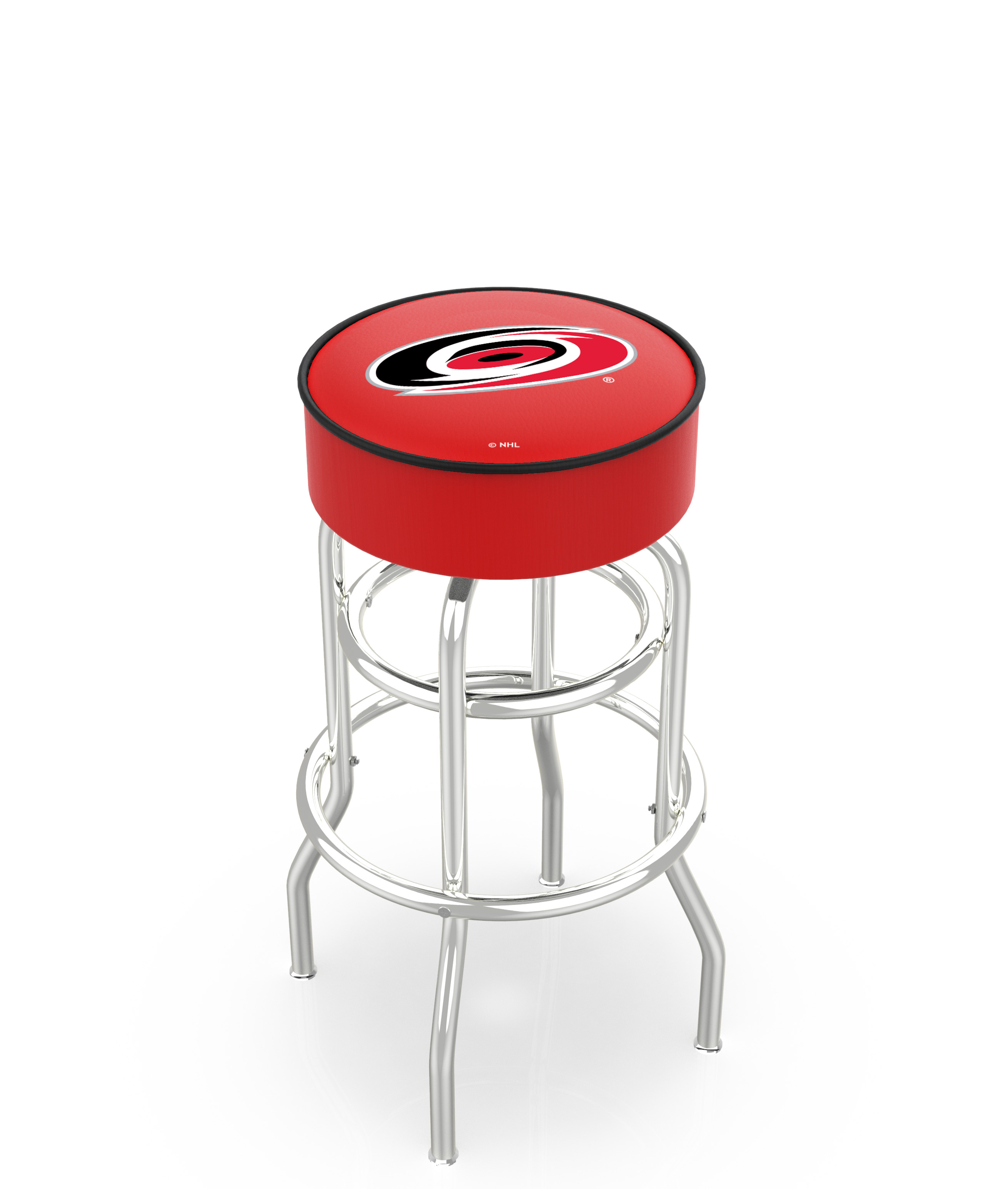 30" L7C1 - 4" Carolina Hurricanes Cushion Seat with Double-Ring Chrome Base Swivel Bar Stool by  Company