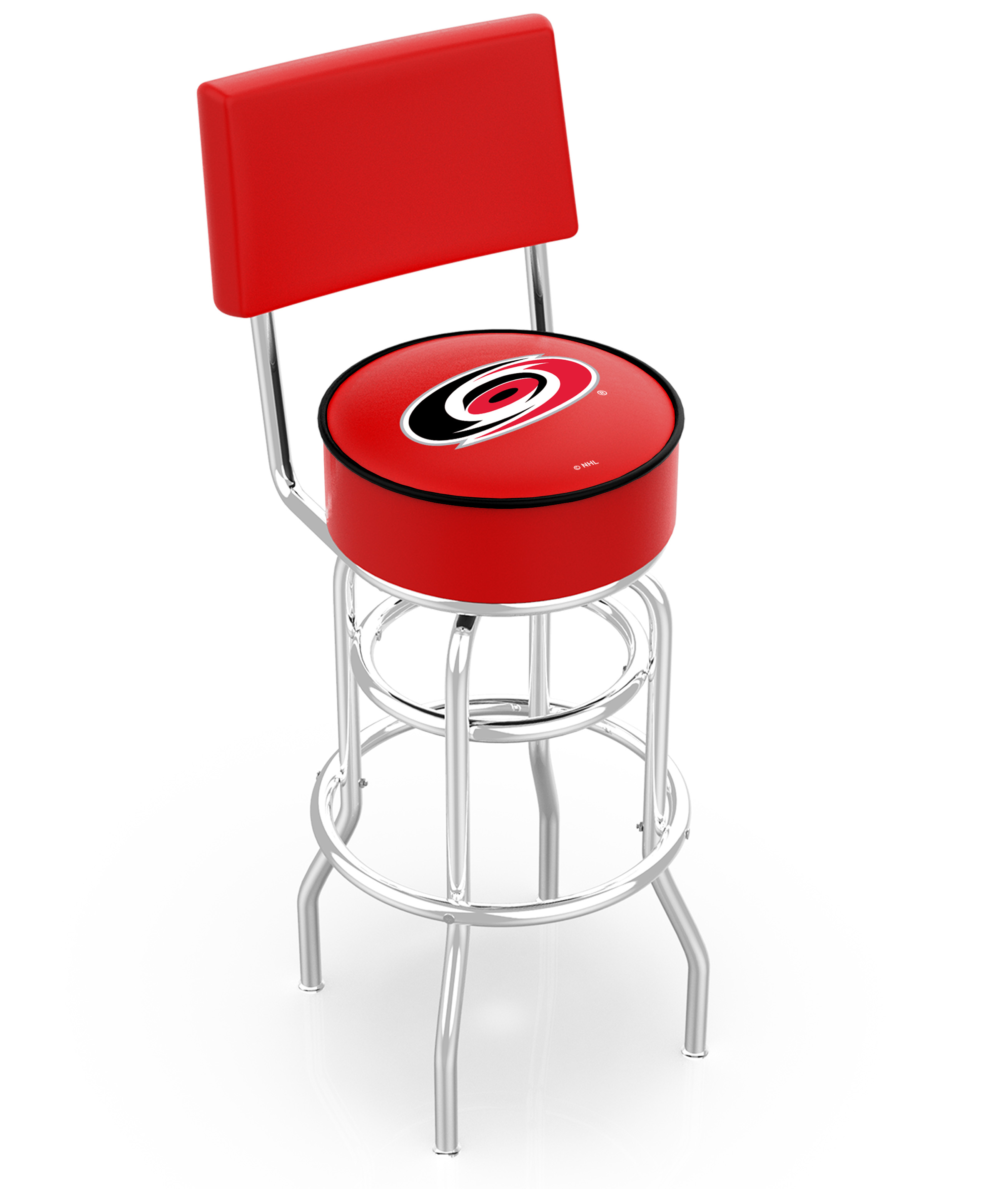 25" L7C4 - Chrome Double Ring Carolina Hurricanes Swivel Bar Stool with a Back by  Company