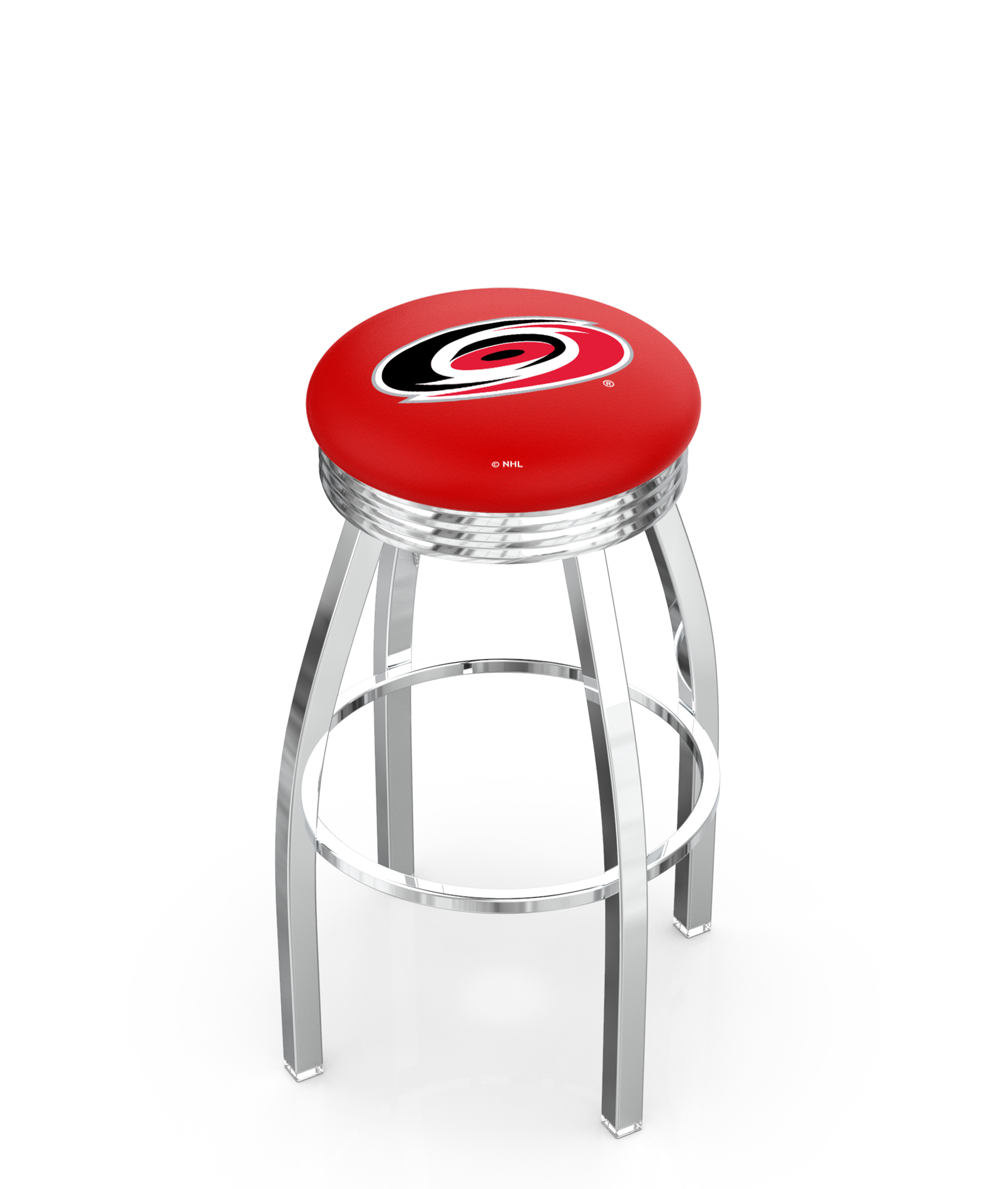 30" L8C3C - Chrome Carolina Hurricanes Swivel Bar Stool with 2.5" Ribbed Accent Ring by  Company