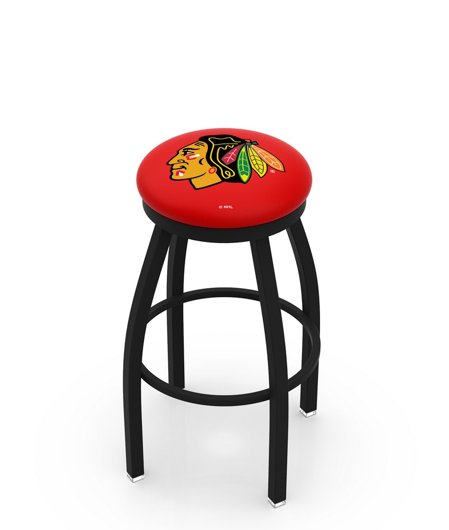 30" L8B2B - Black Wrinkle Chicago Blackhawks Swivel Bar Stool with Accent Ring by  Company