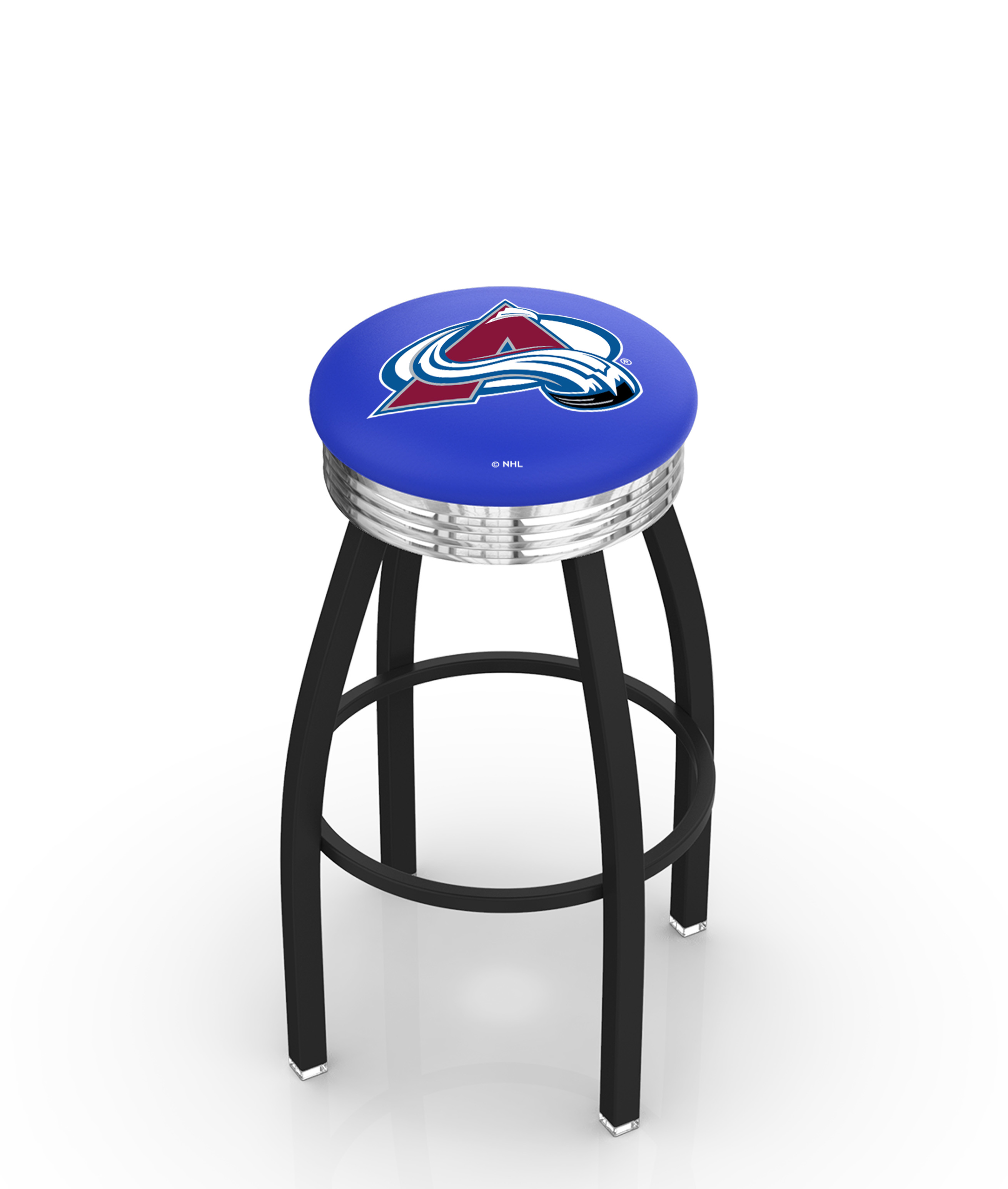 30" L8B3C - Black Wrinkle Colorado Avalanche Swivel Bar Stool with Chrome 2.5" Ribbed Accent Ring by  Company