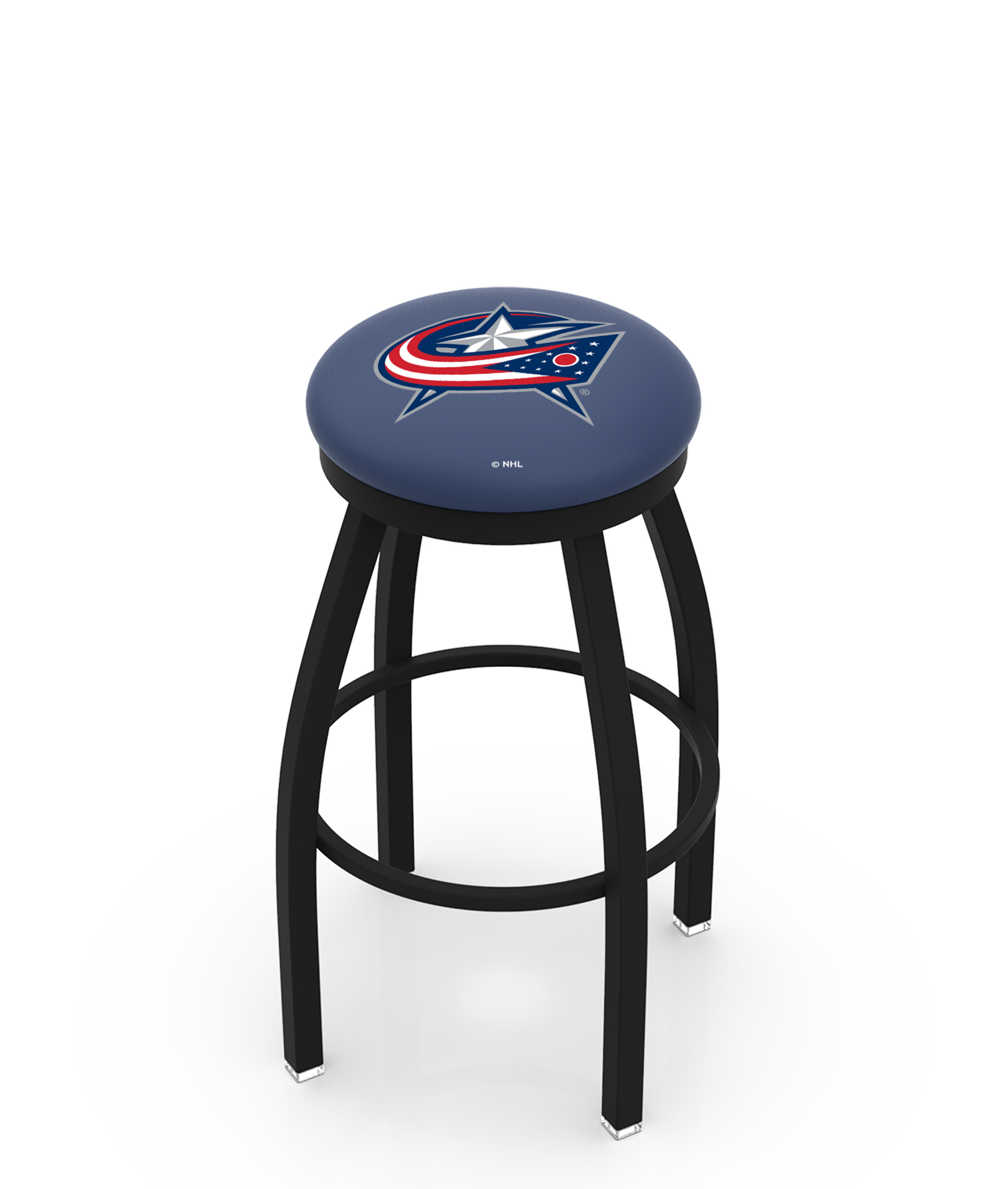 30" L8B2B - Black Wrinkle Columbus Blue Jackets Swivel Bar Stool with Accent Ring by  Company
