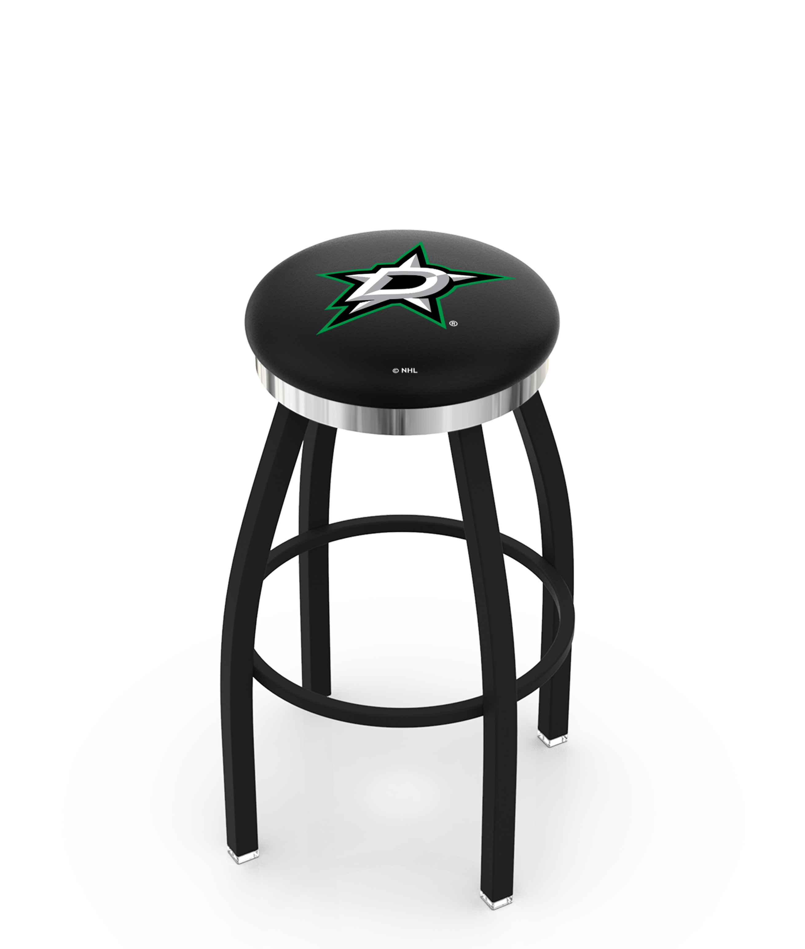 30" L8B2C - Black Wrinkle Dallas Stars Swivel Bar Stool with Chrome Accent Ring by  Company
