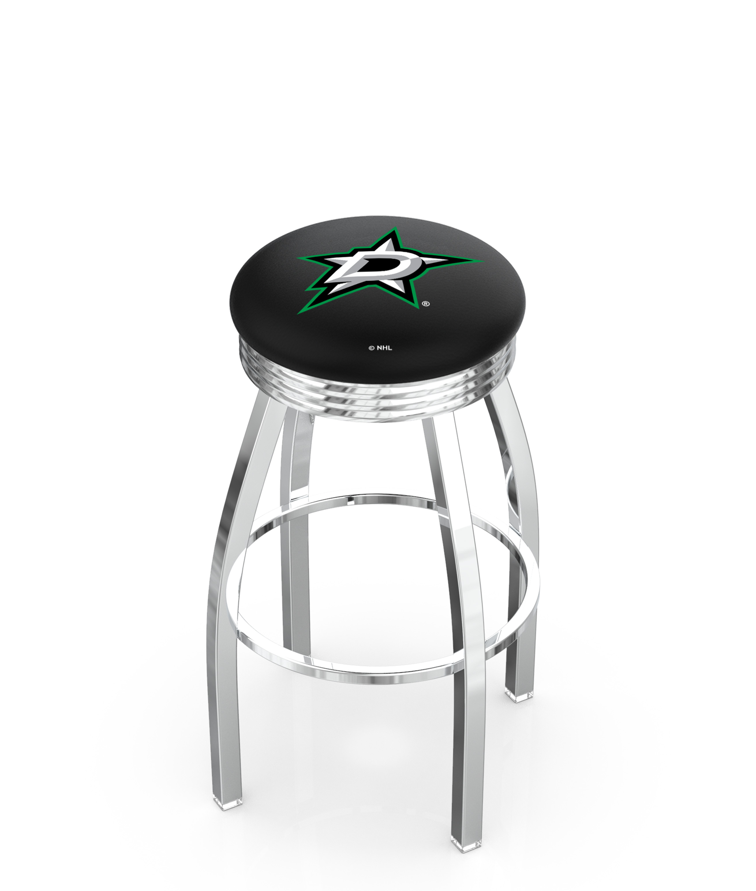 30" L8C3C - Chrome Dallas Stars Swivel Bar Stool with 2.5" Ribbed Accent Ring by  Company