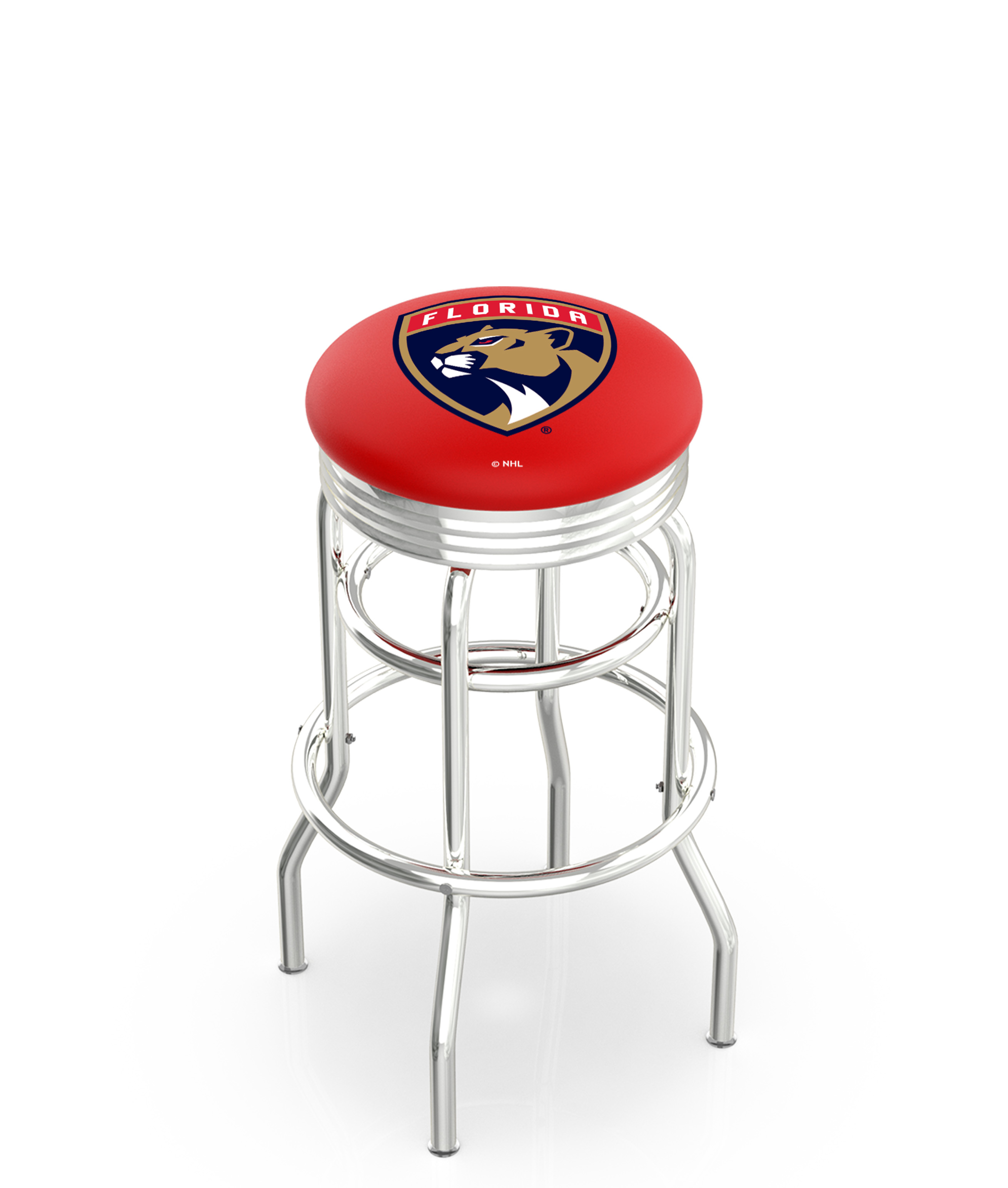30" L7C3C - Chrome Double Ring Florida Panthers Swivel Bar Stool with 2.5" Ribbed Accent Ring by  Company