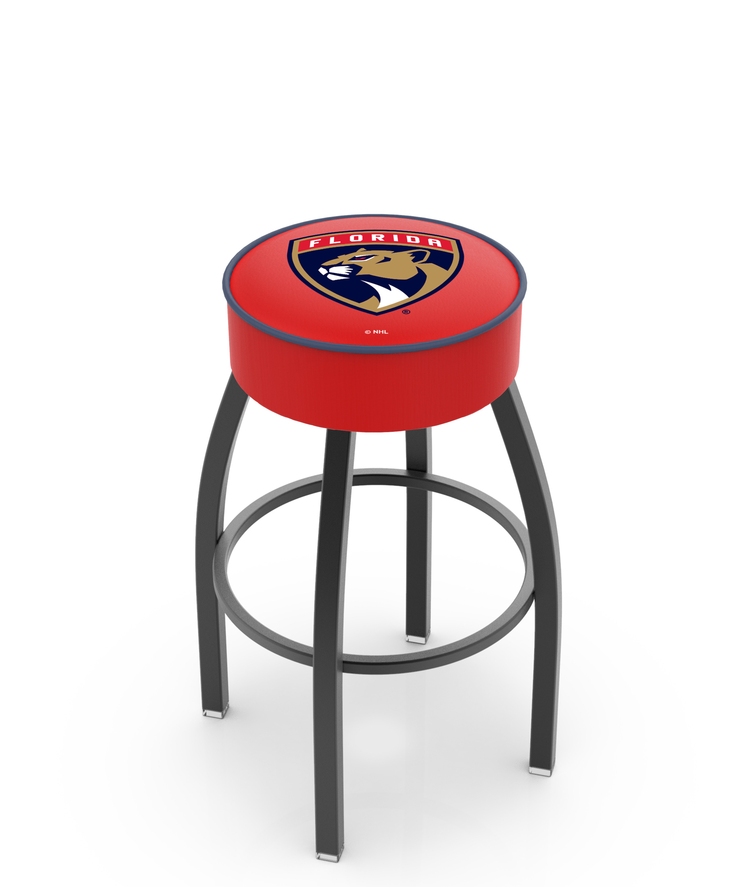 25" L8B1 - 4" Florida Panthers Cushion Seat with Black Wrinkle Base Swivel Bar Stool by  Company
