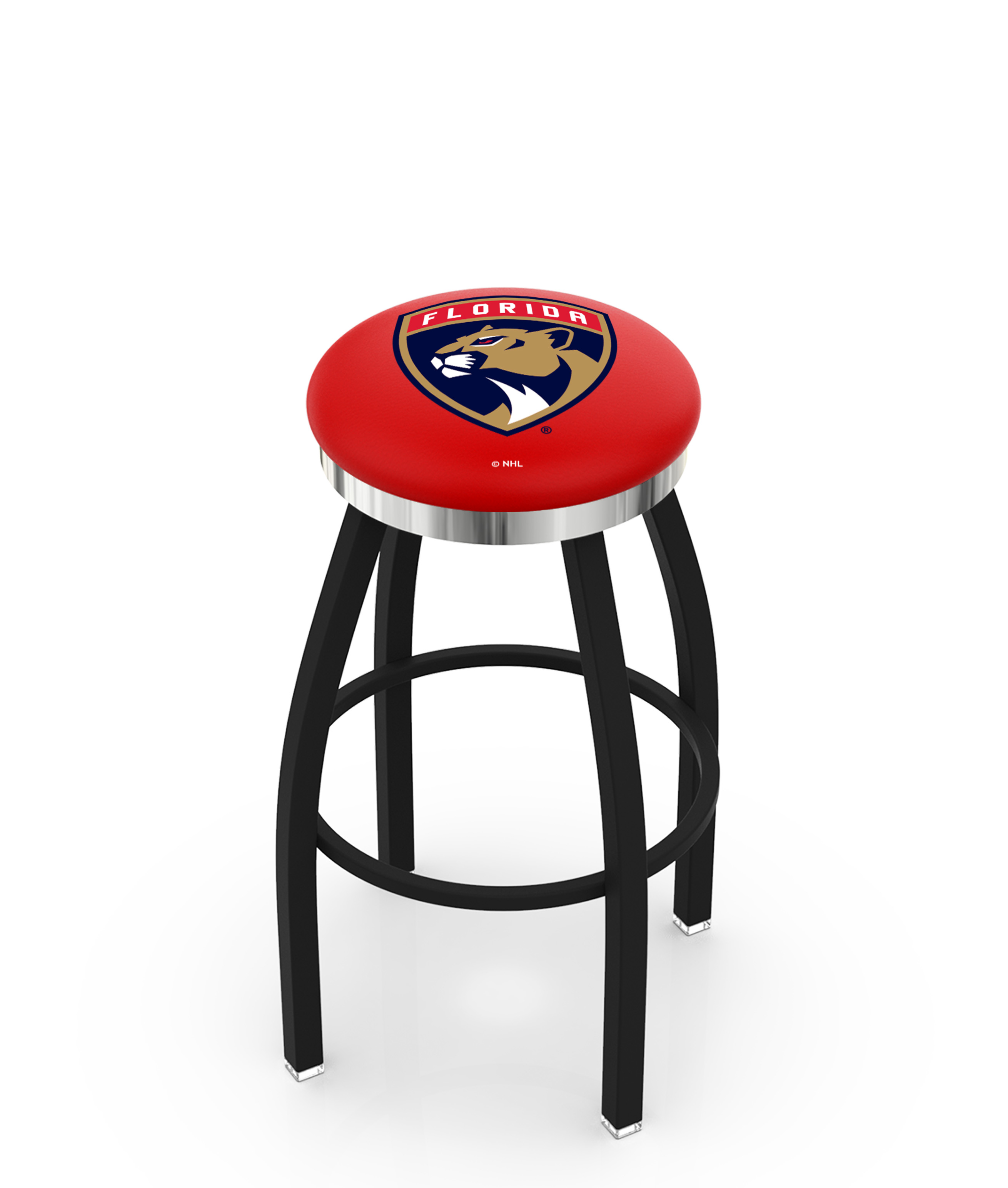 30" L8B2C - Black Wrinkle Florida Panthers Swivel Bar Stool with Chrome Accent Ring by  Company