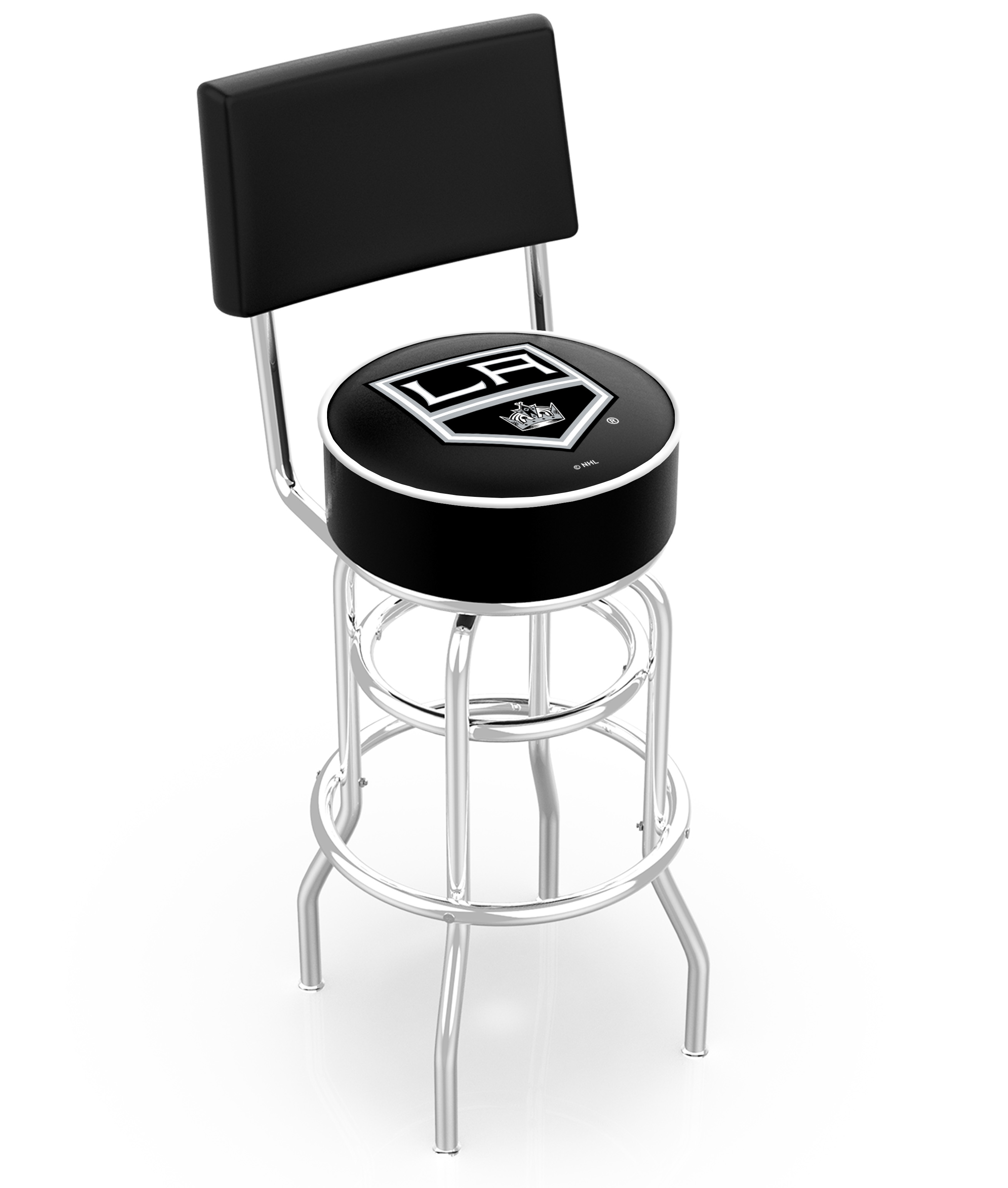 30" L7C4 - Chrome Double Ring Los Angeles Kings Swivel Bar Stool with a Back by  Company