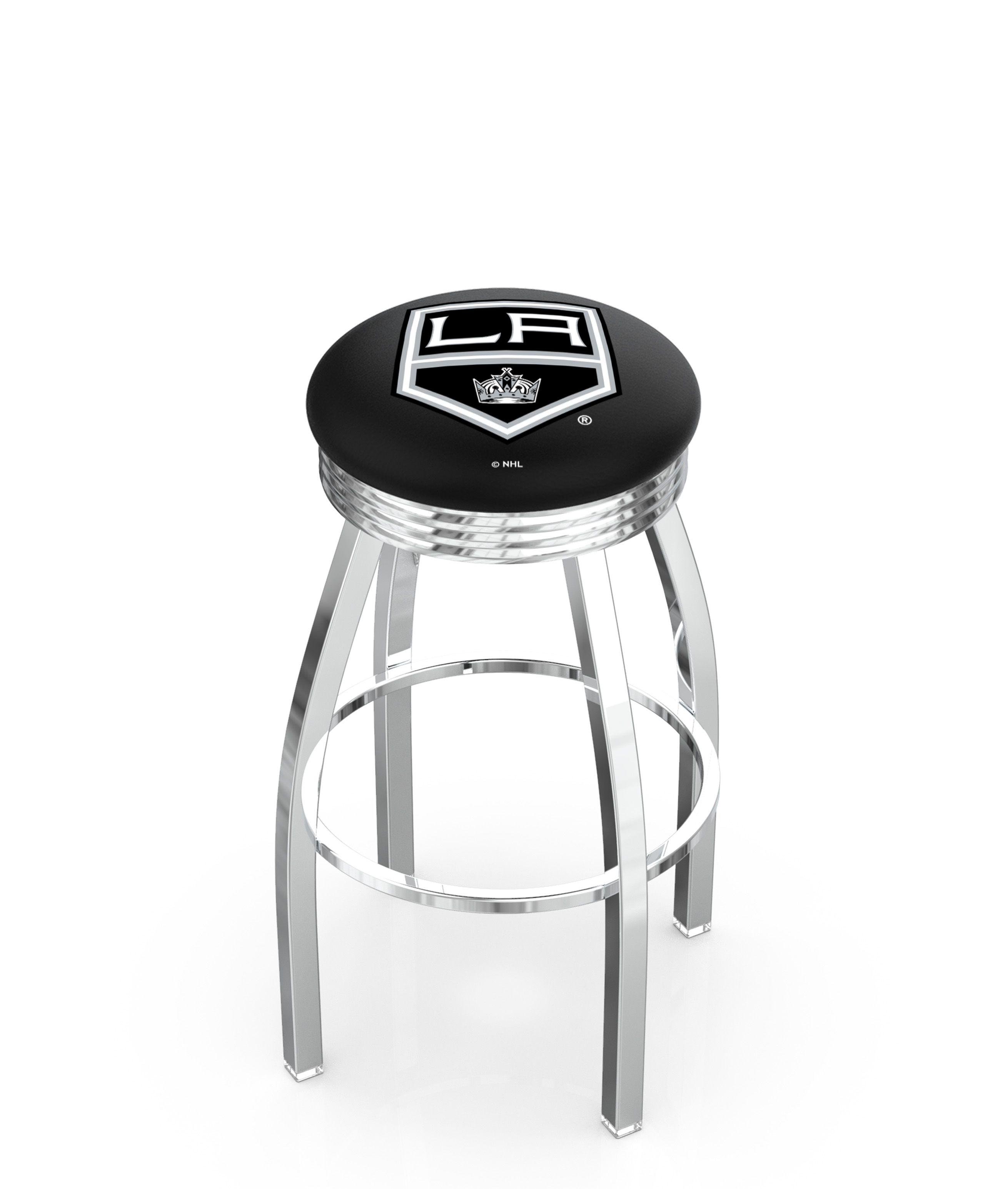 30" L8C3C - Chrome Los Angeles Kings Swivel Bar Stool with 2.5" Ribbed Accent Ring by  Company