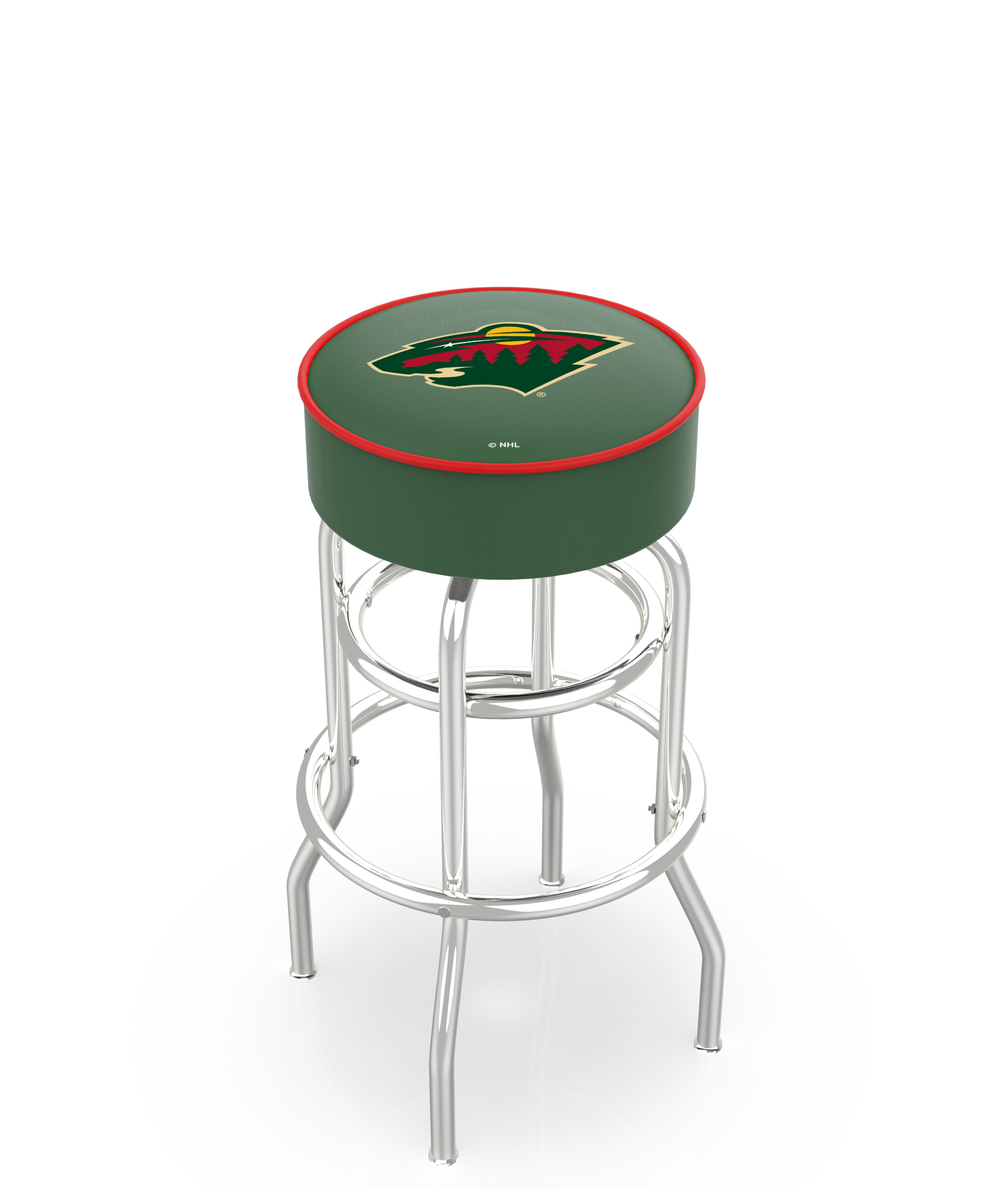 30" L7C1 - 4" Minnesota Wild Cushion Seat with Double-Ring Chrome Base Swivel Bar Stool by  Company