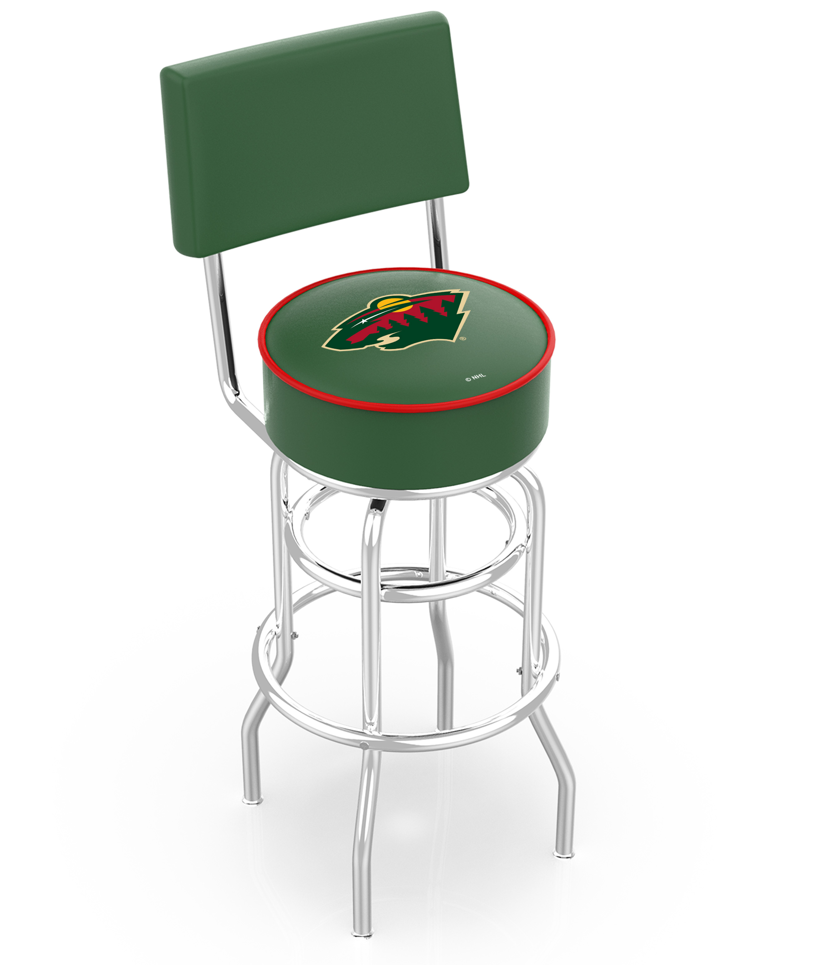 30" L7C4 - Chrome Double Ring Minnesota Wild Swivel Bar Stool with a Back by  Company