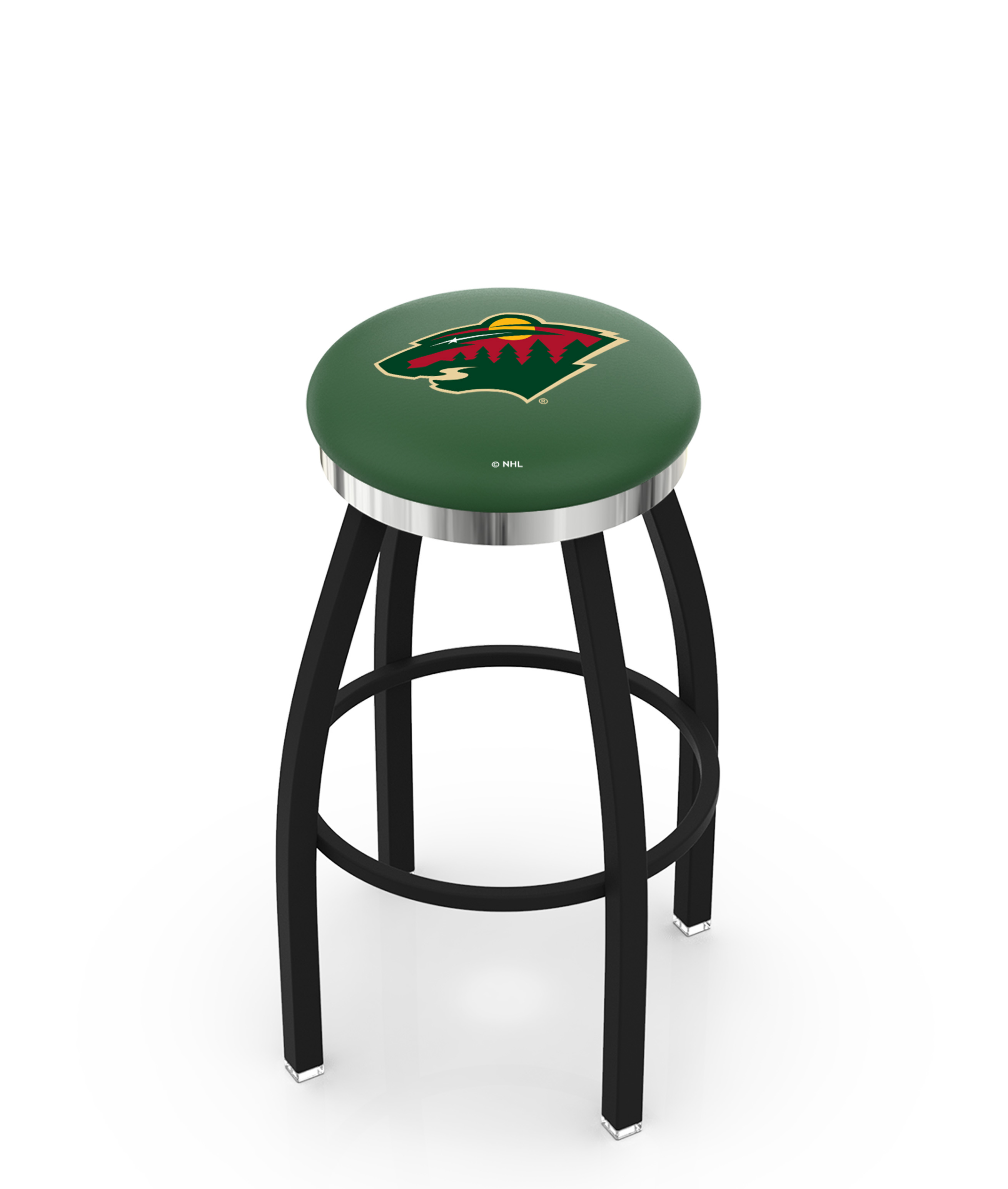 30" L8B2C - Black Wrinkle Minnesota Wild Swivel Bar Stool with Chrome Accent Ring by  Company