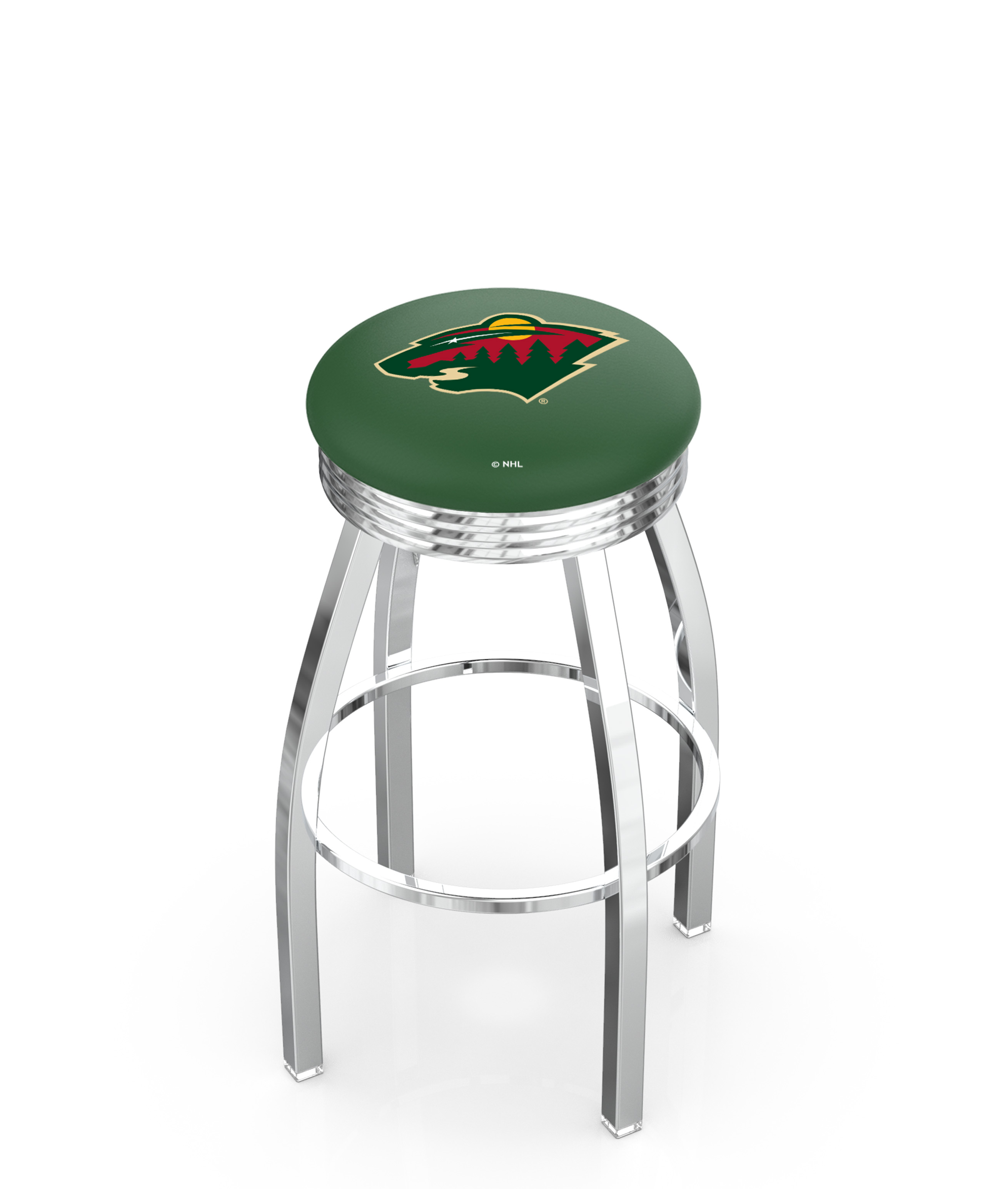 30" L8C3C - Chrome Minnesota Wild Swivel Bar Stool with 2.5" Ribbed Accent Ring by  Company
