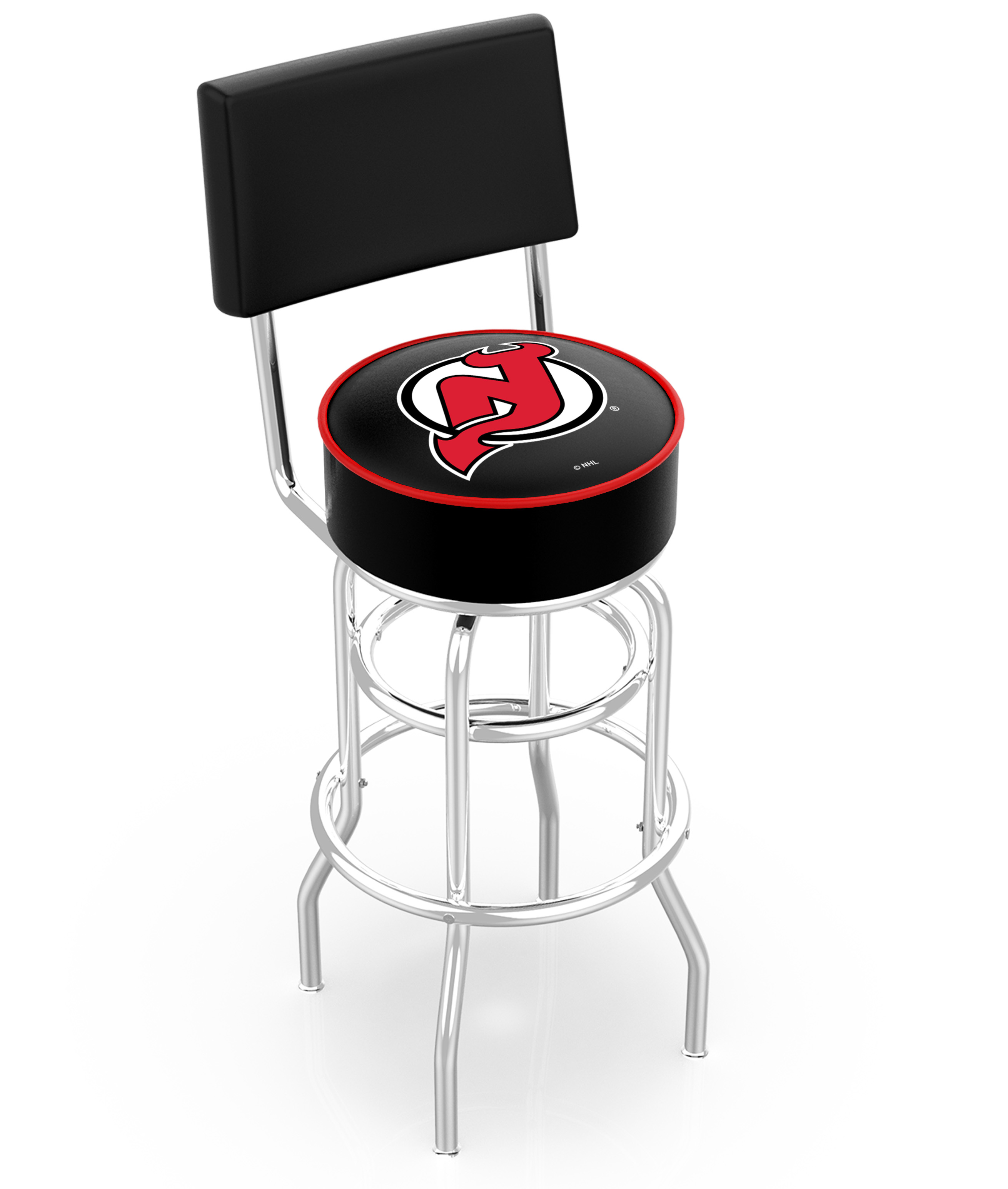 25" L7C4 - Chrome Double Ring New Jersey Devils Swivel Bar Stool with a Back by  Company