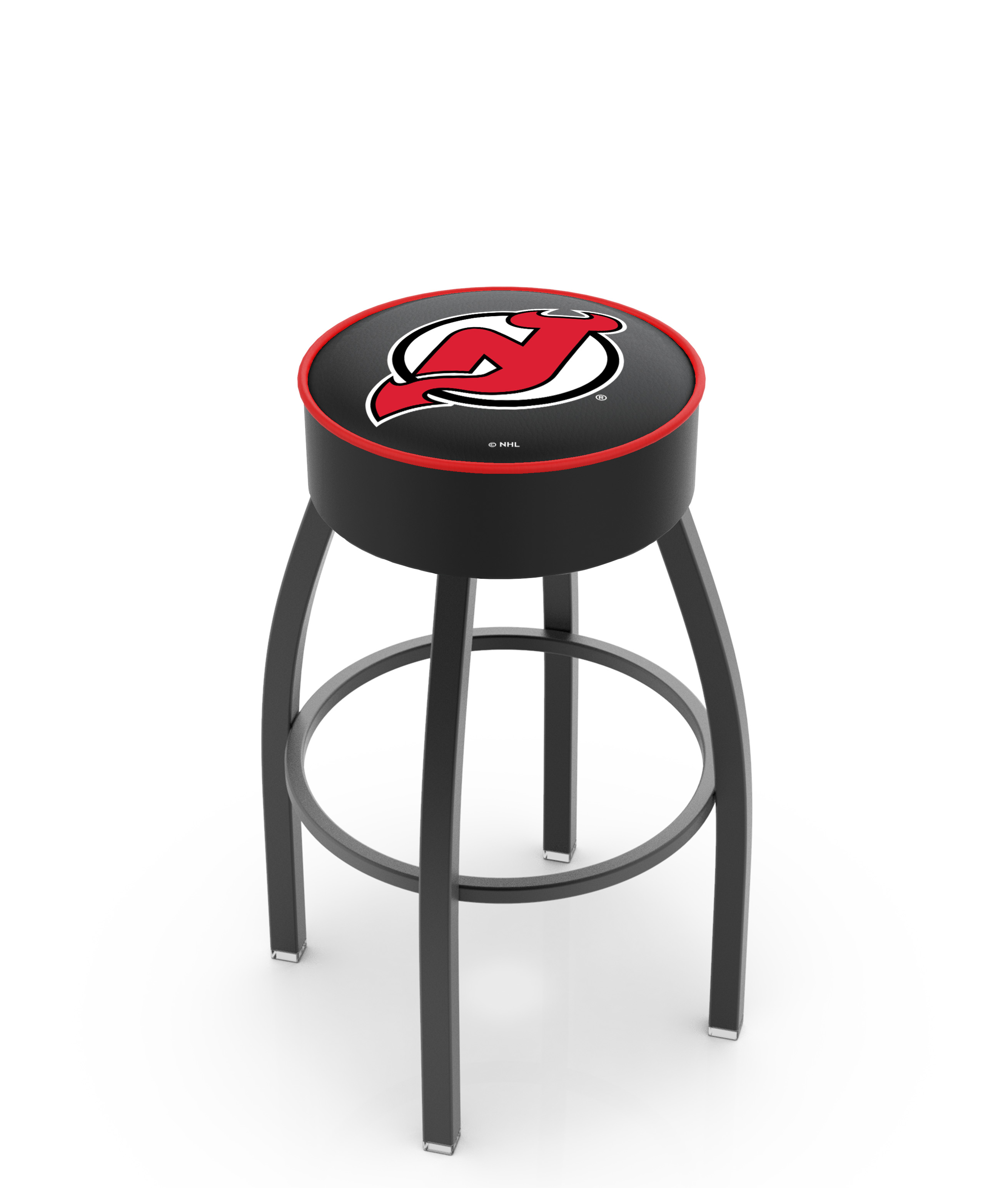 25" L8B1 - 4" New Jersey Devils Cushion Seat with Black Wrinkle Base Swivel Bar Stool by  Company