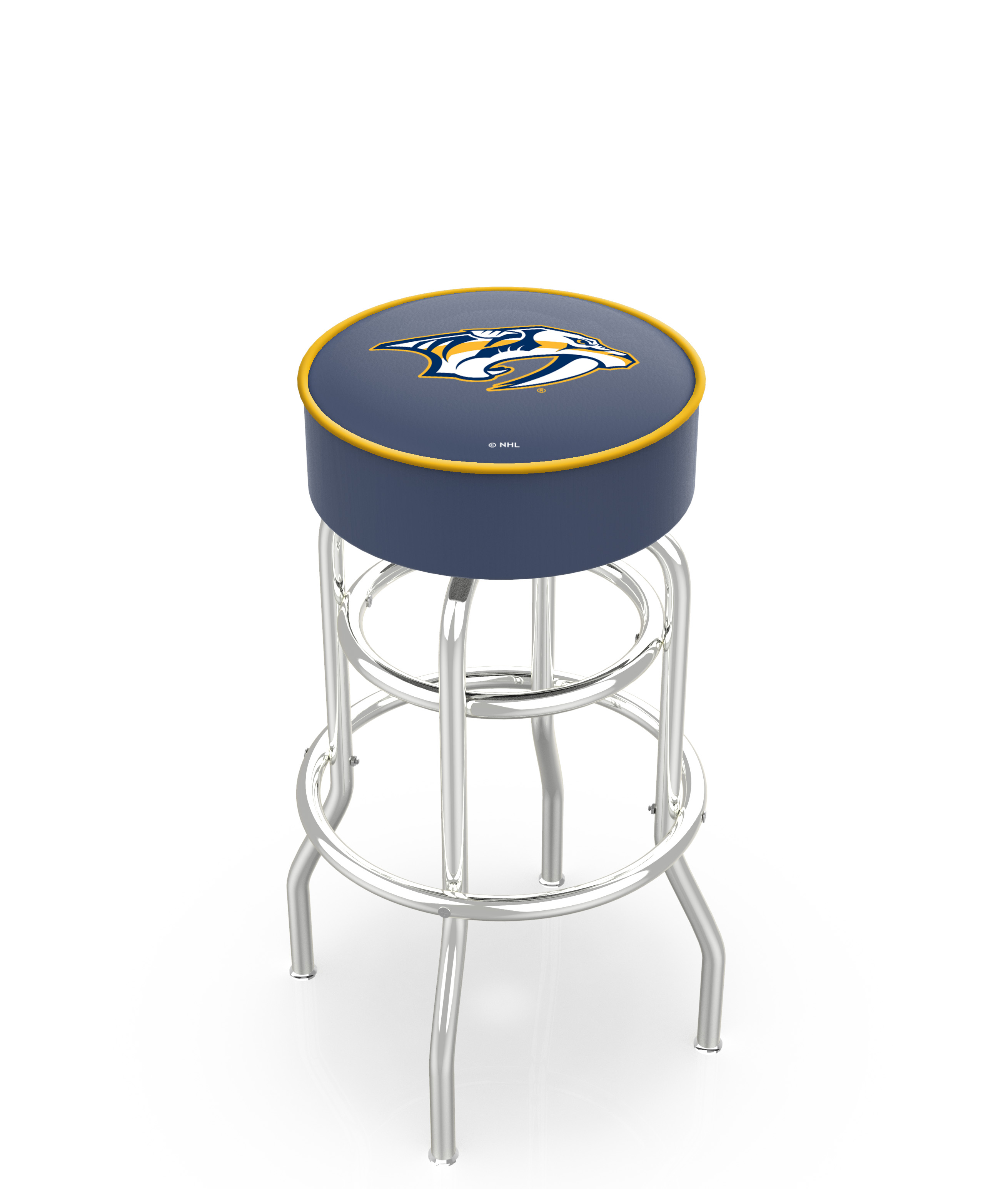 30" L7C1 - 4" Nashville Predators Cushion Seat with Double-Ring Chrome Base Swivel Bar Stool by  Company